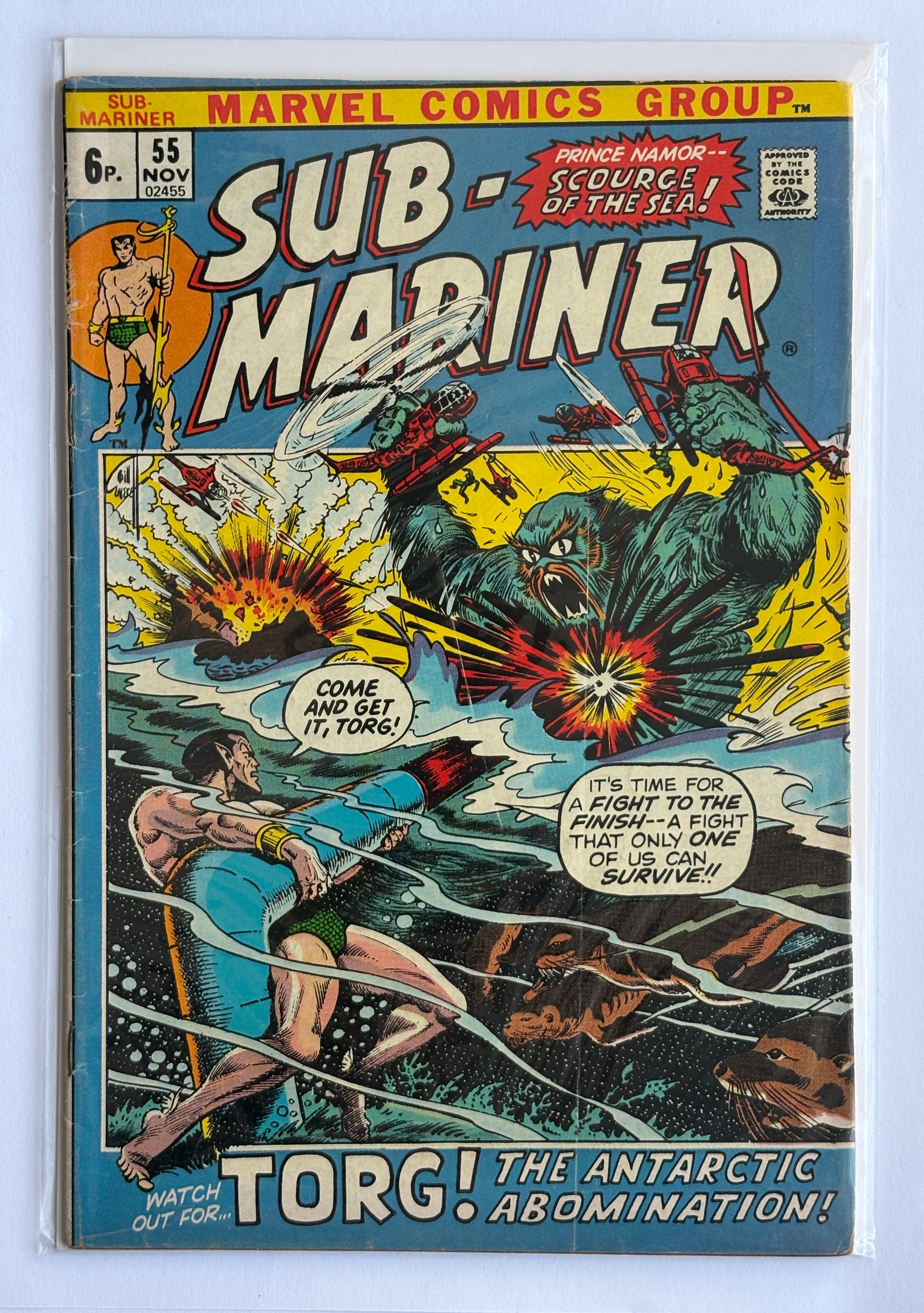 Prince Namor, The Sub-Mariner #55 - UK Variant November 1972 FN- 5.5