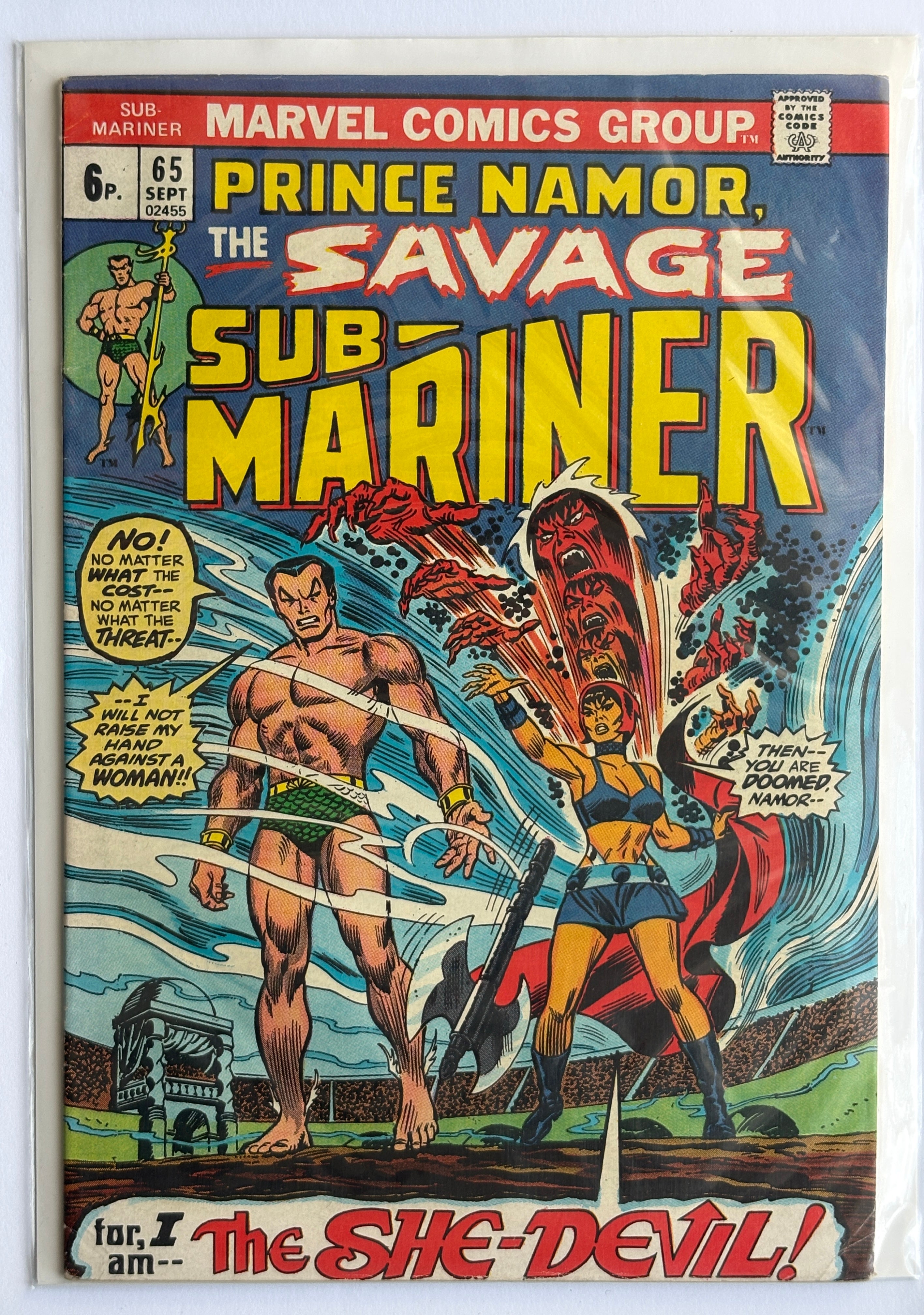 Prince Namor, The Sub-Mariner #65 - UK Variant September 1973 F/VF 7.0