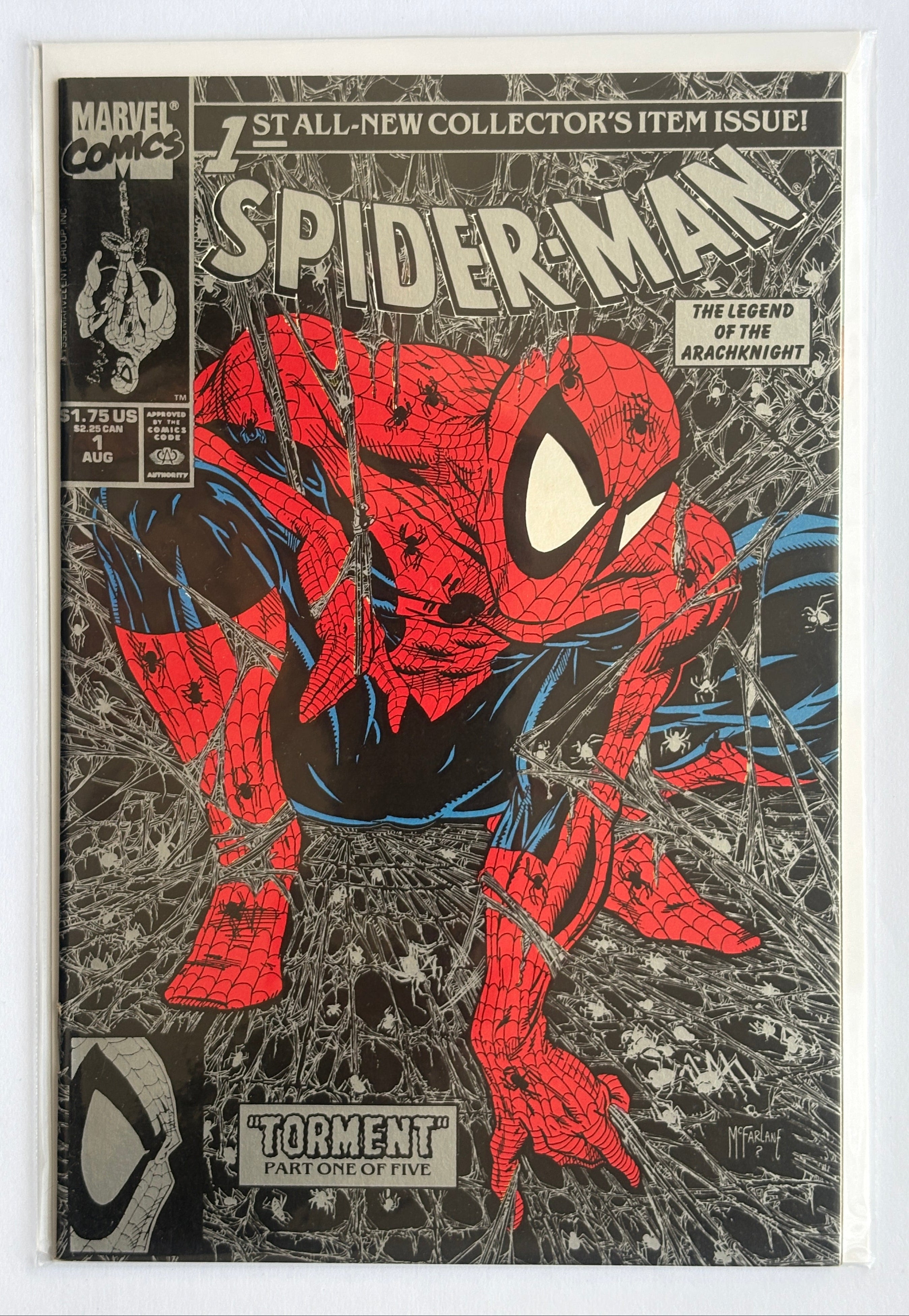 Spider-Man #1 Todd Mcfarlane Silver Variant Marvel August 1990 VF+ 8.5