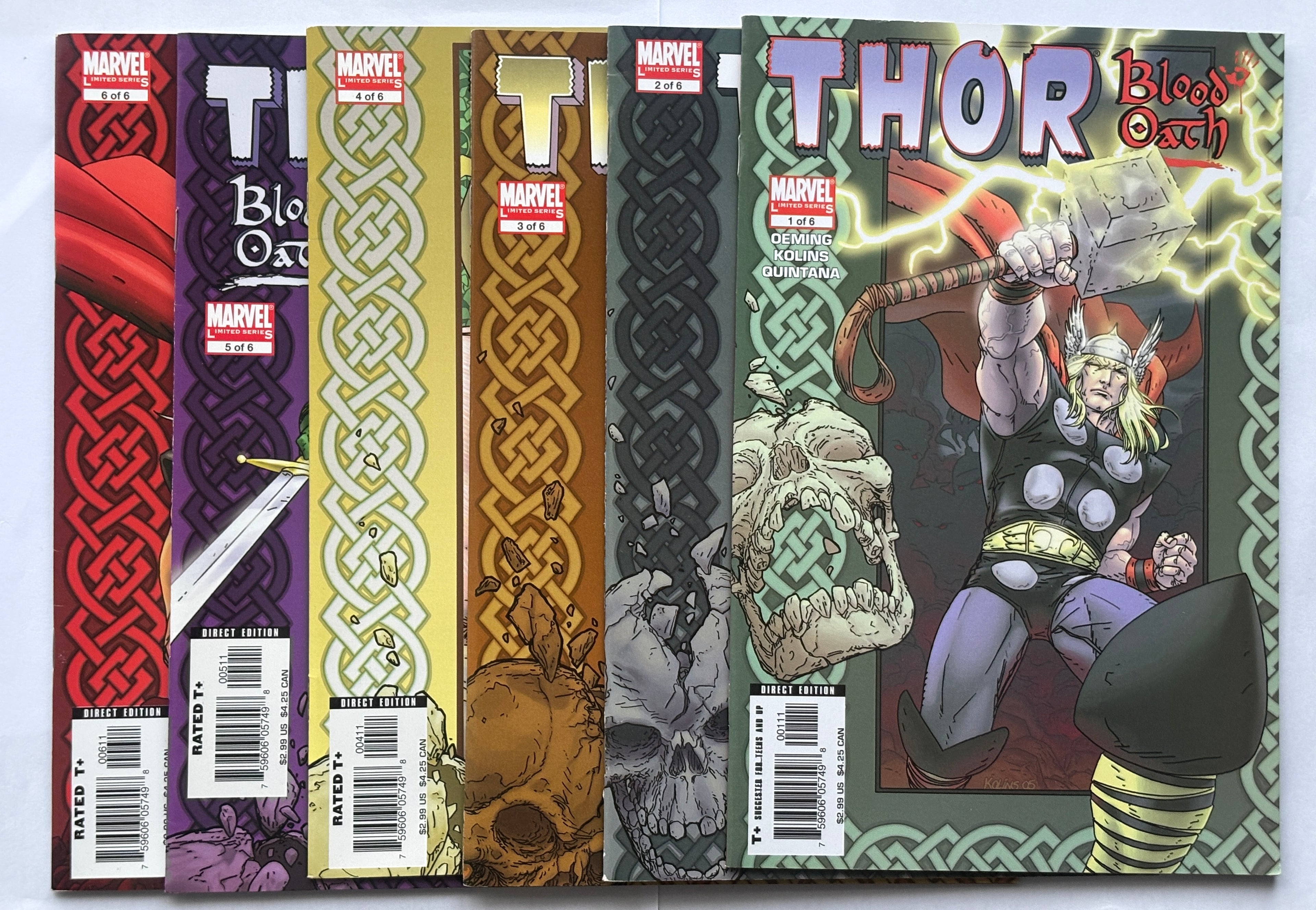 Thor Blood Oath #1 to 6 - Complete Set of 6 Issues Marvel 2005/6 VF+ 8.5