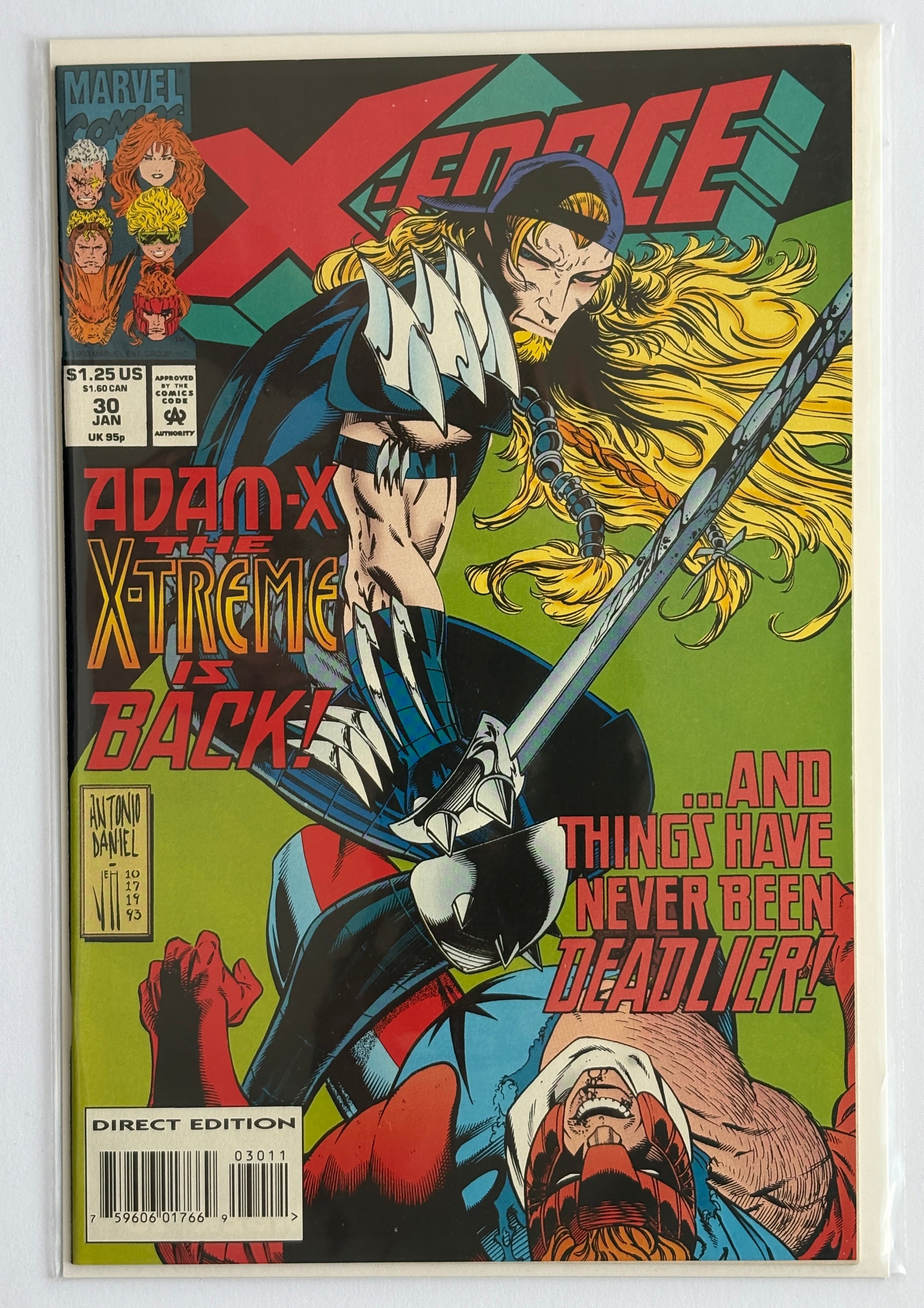 X-Force #30 - Ft Adam-X the X-Treme Cover 1st Printing - January 1994 VF/NM 9.0