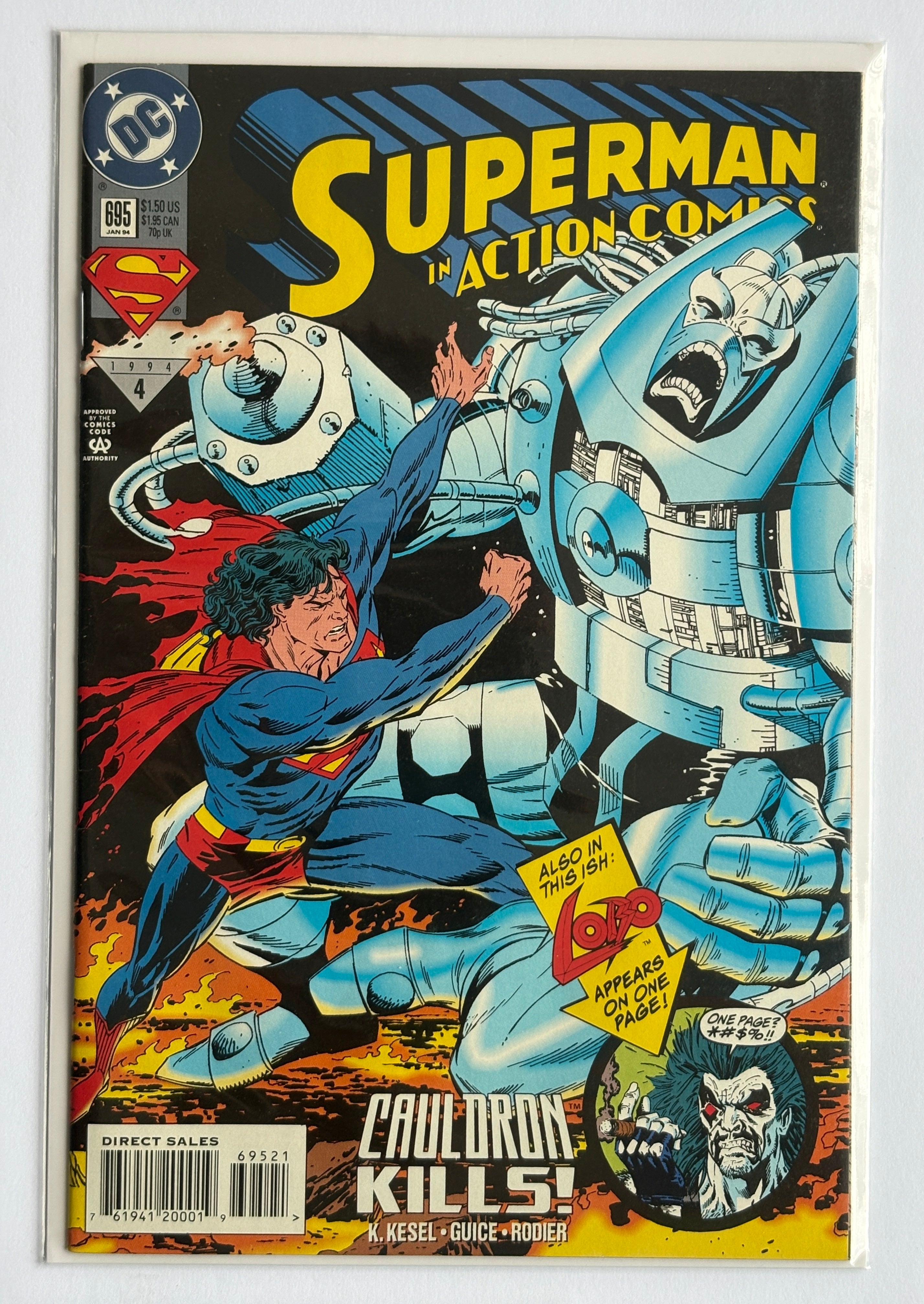 Action Comics #695 - Cover B - Lobo App - DC Comics January 1994 F/VF 7.0