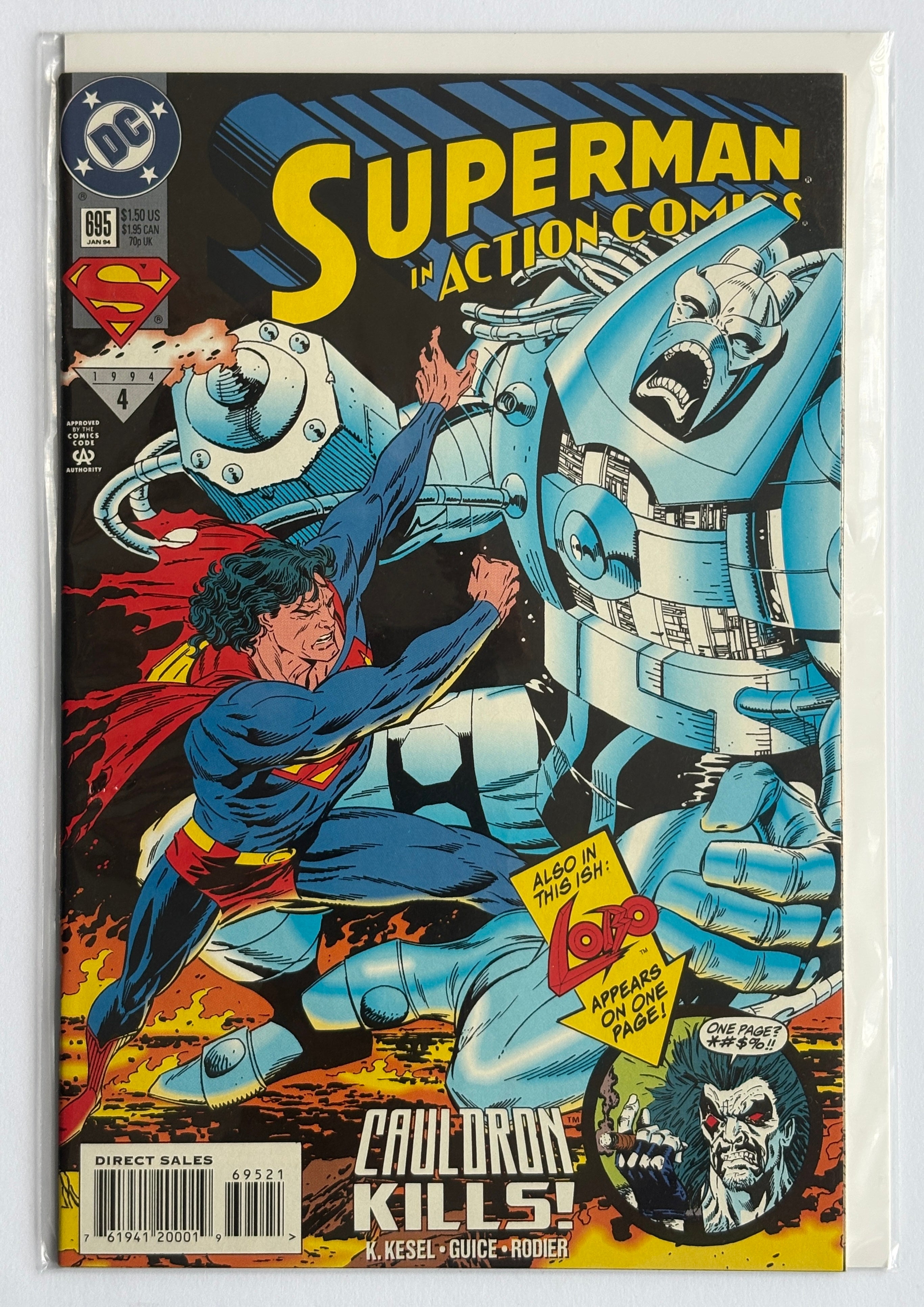 Action Comics #695 - Cover B - Lobo App - DC Comics January 1994 VF 8.0