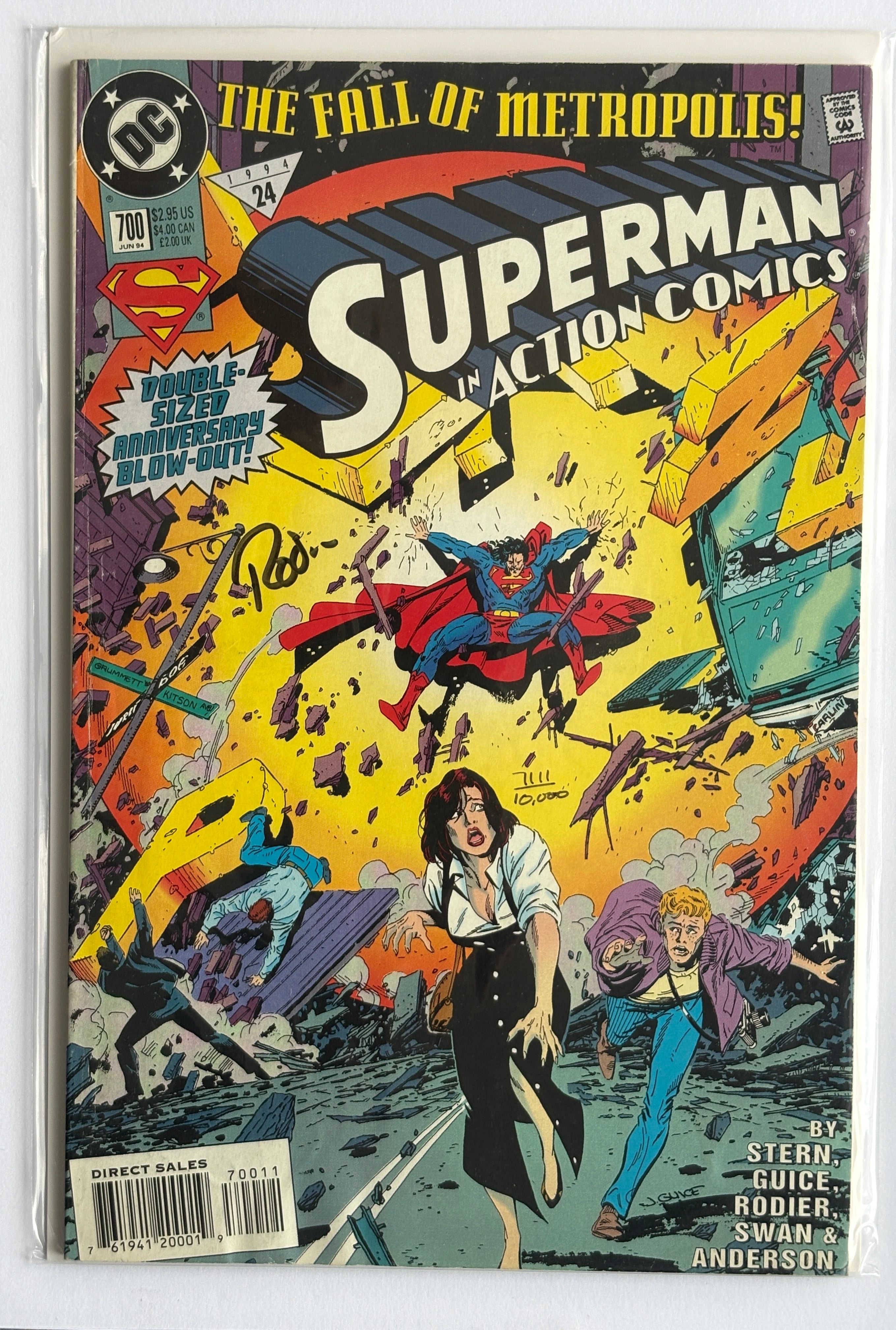 Action Comics #700 1st Printing Signed Denis Rodier DC Comics June 1994 VF- 7.5