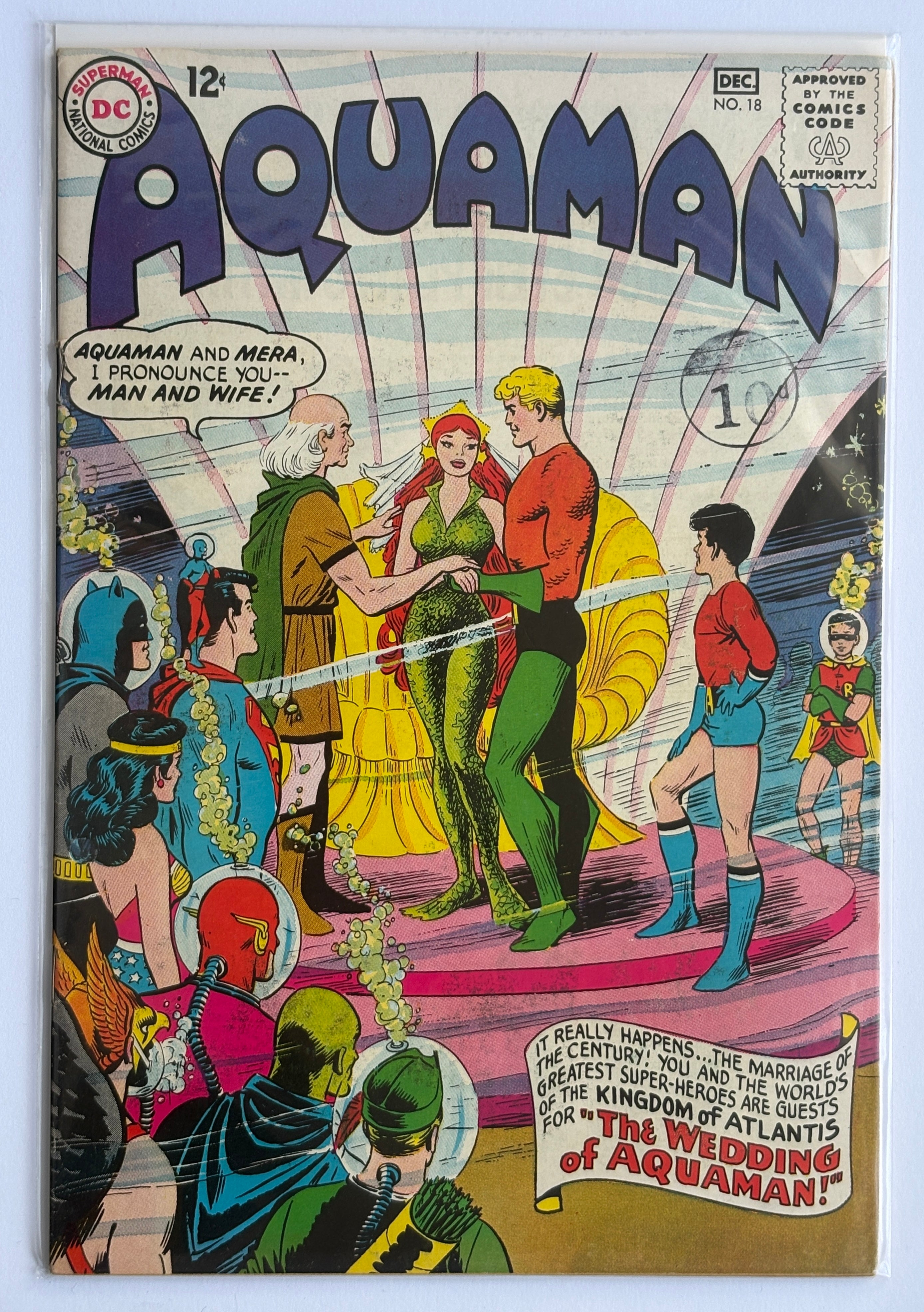 Aquaman #18 - Wedding to Mera December 1964 Hole Punched VG 4.0