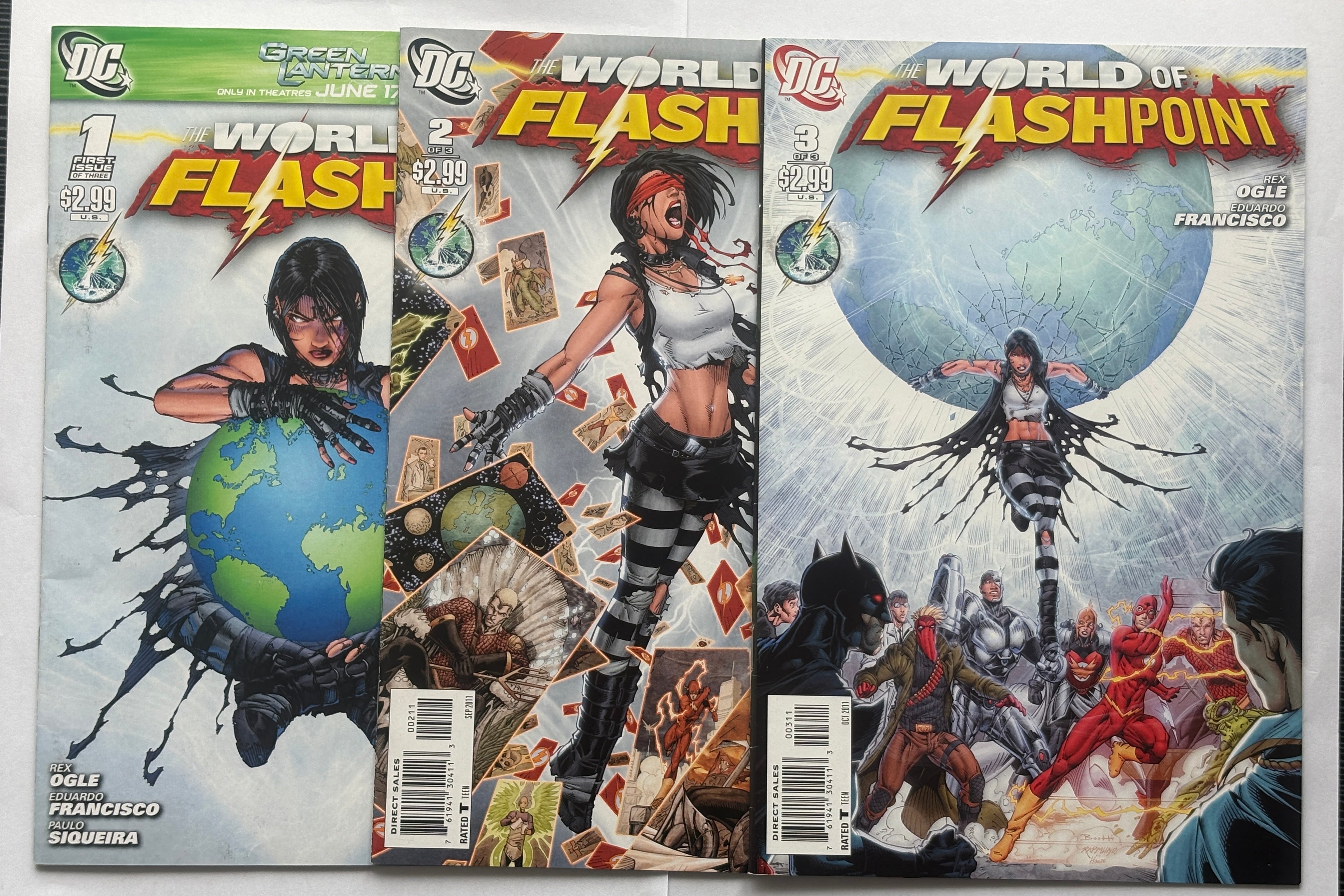 World of Flashpoint #1 to 3 Complete Story Run (3 Comics) DC 2011 VF- 7.5
