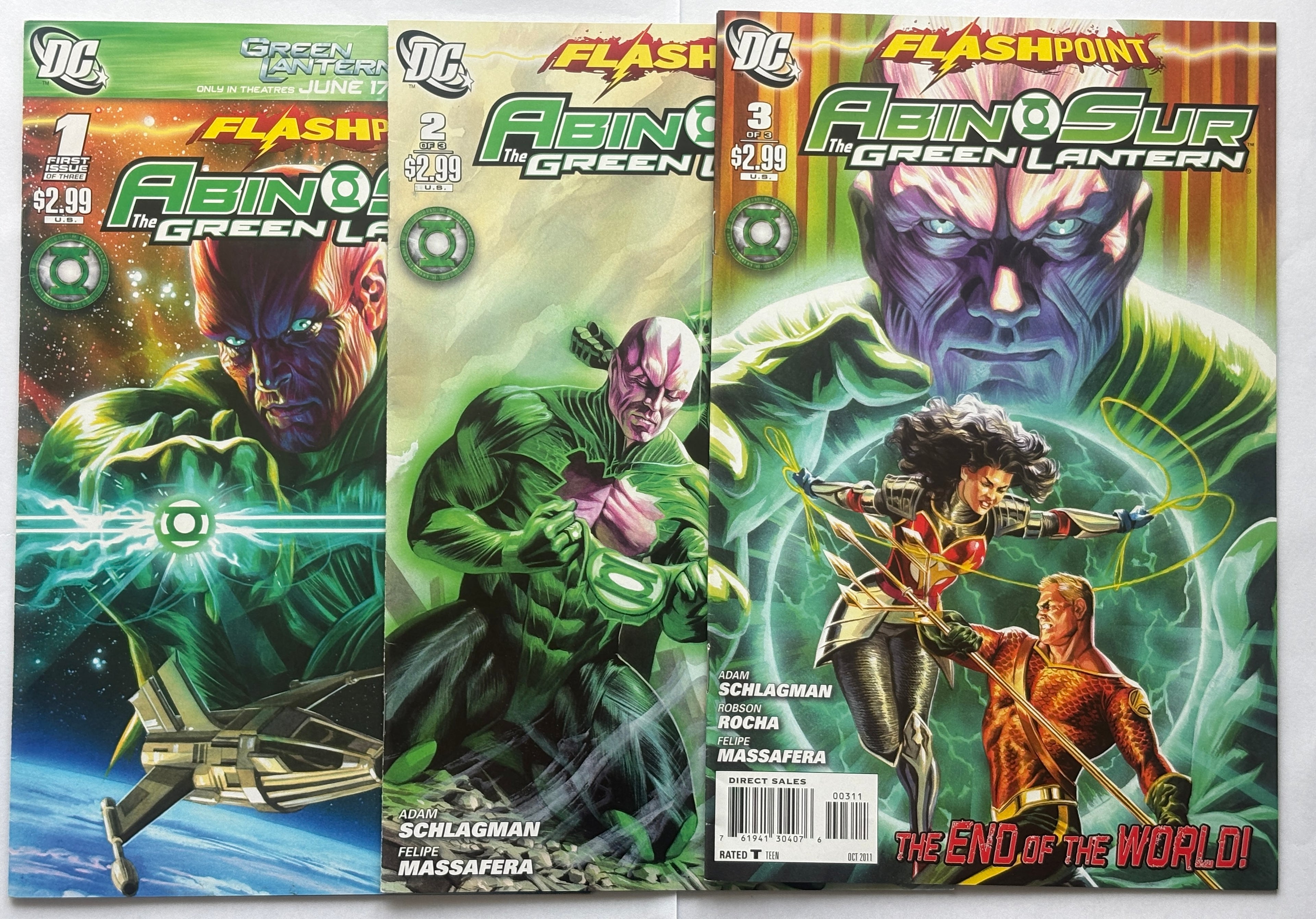 Flashpoint: Abin Sur  #1 to 3 Complete Story Run (3 Comics) 2011 F/VF 7.0