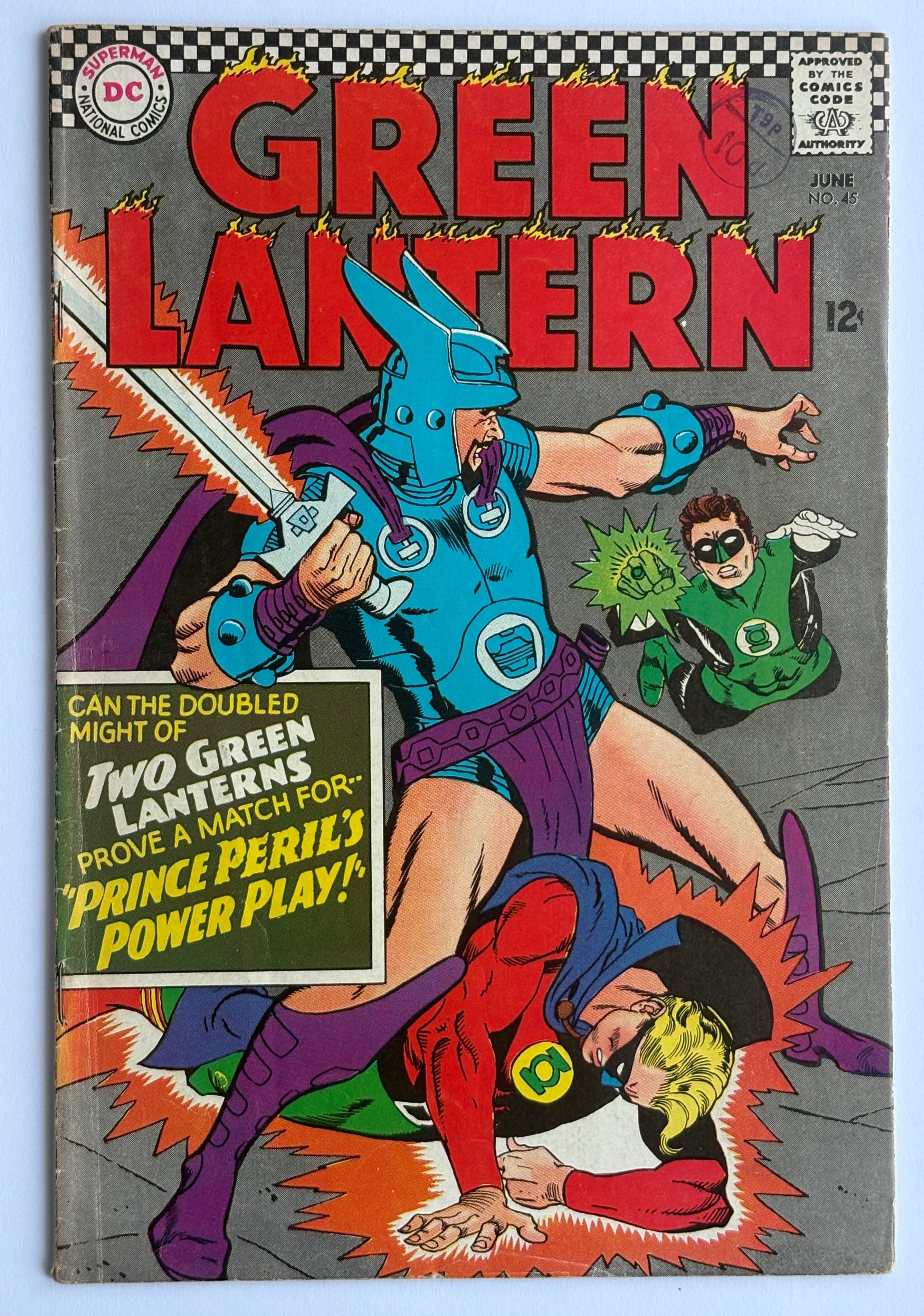 Green Lantern #45 Two Green Lanterns, Prince of Peril DC Comics June 1966 FN 6.0