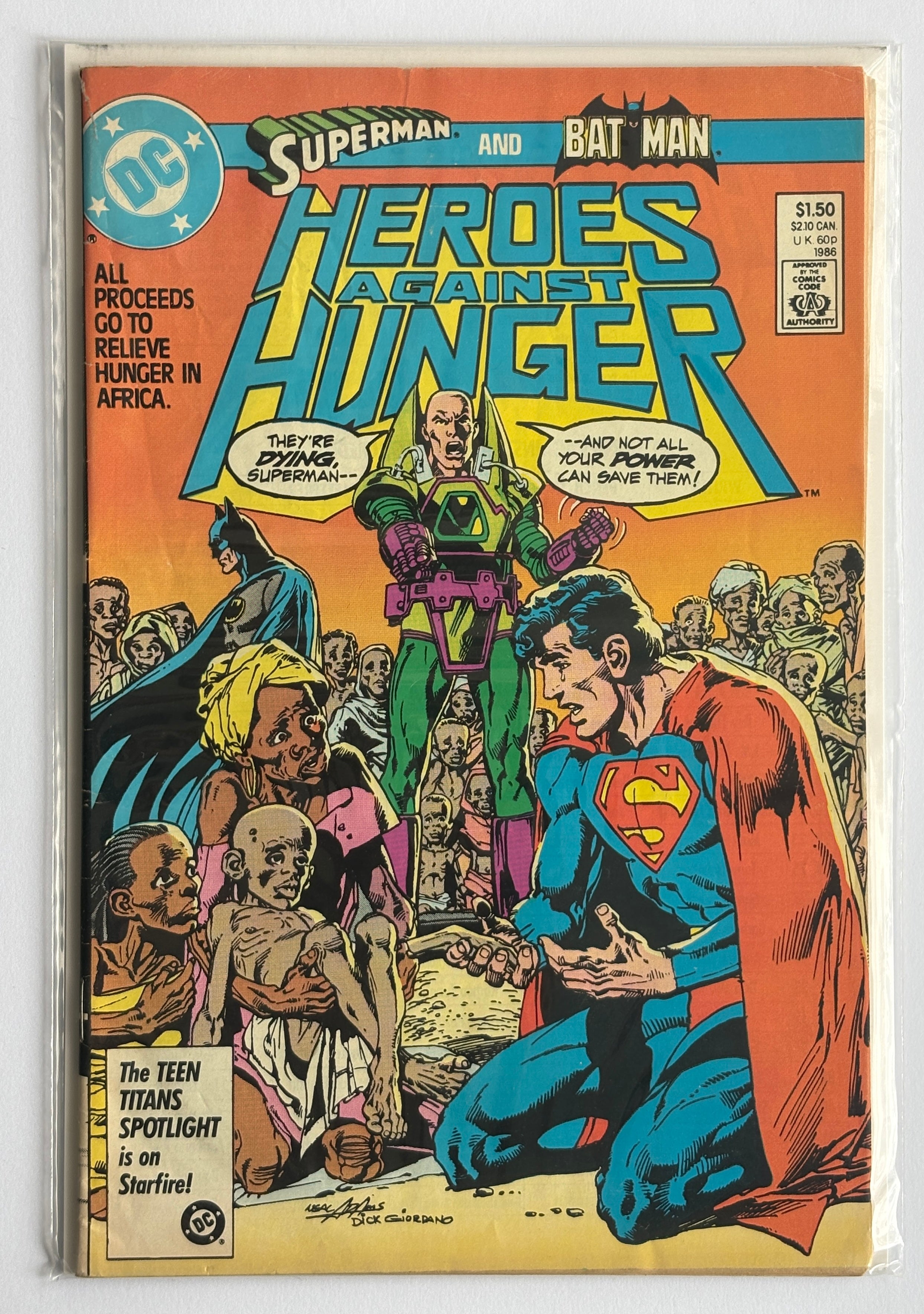 Heroes Against Hunger #1 - Batman Superman DC Comics 1986 FN- 5.5