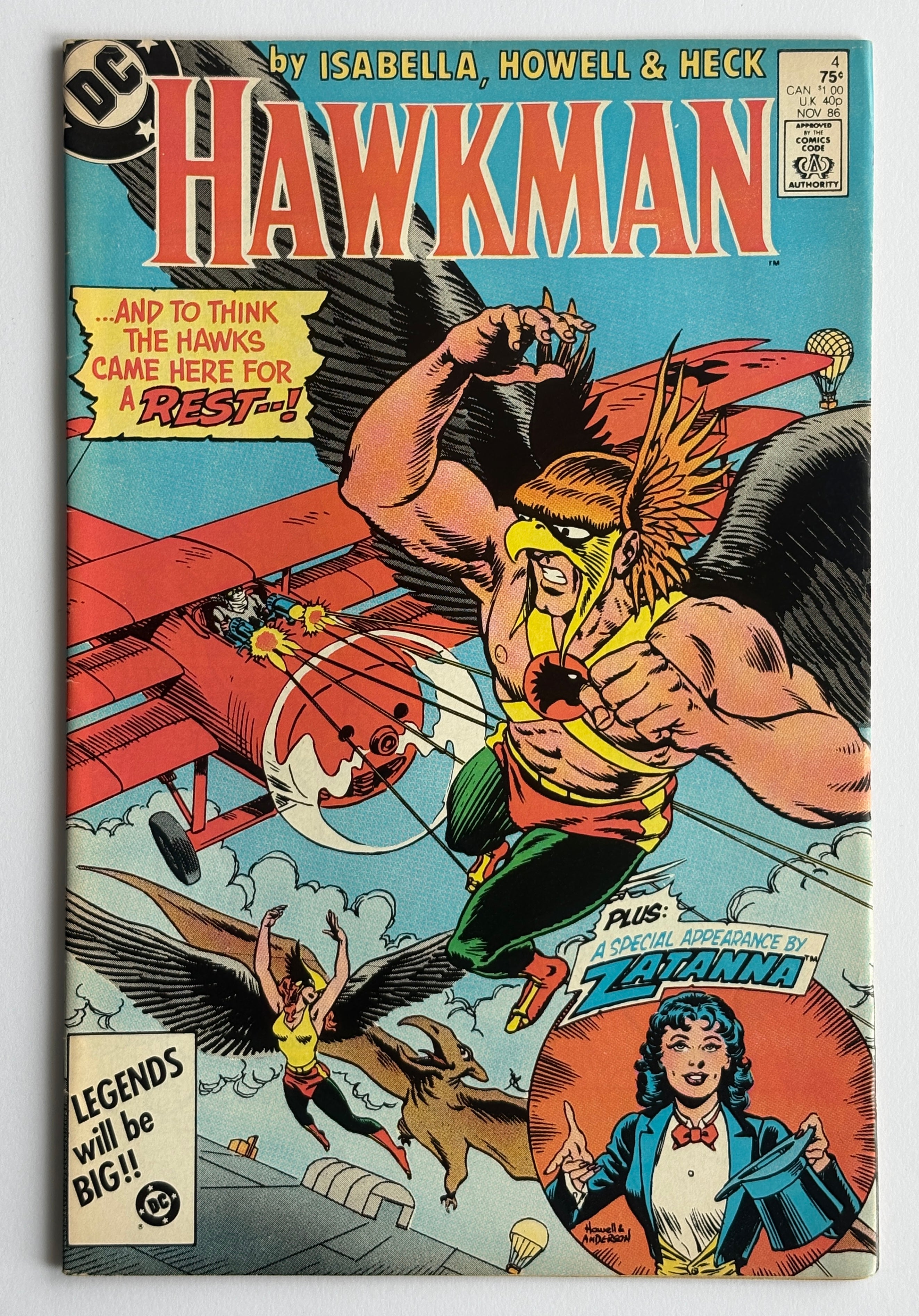 Hawkman #4 - DC Comics November 1986 F/VF 7.0