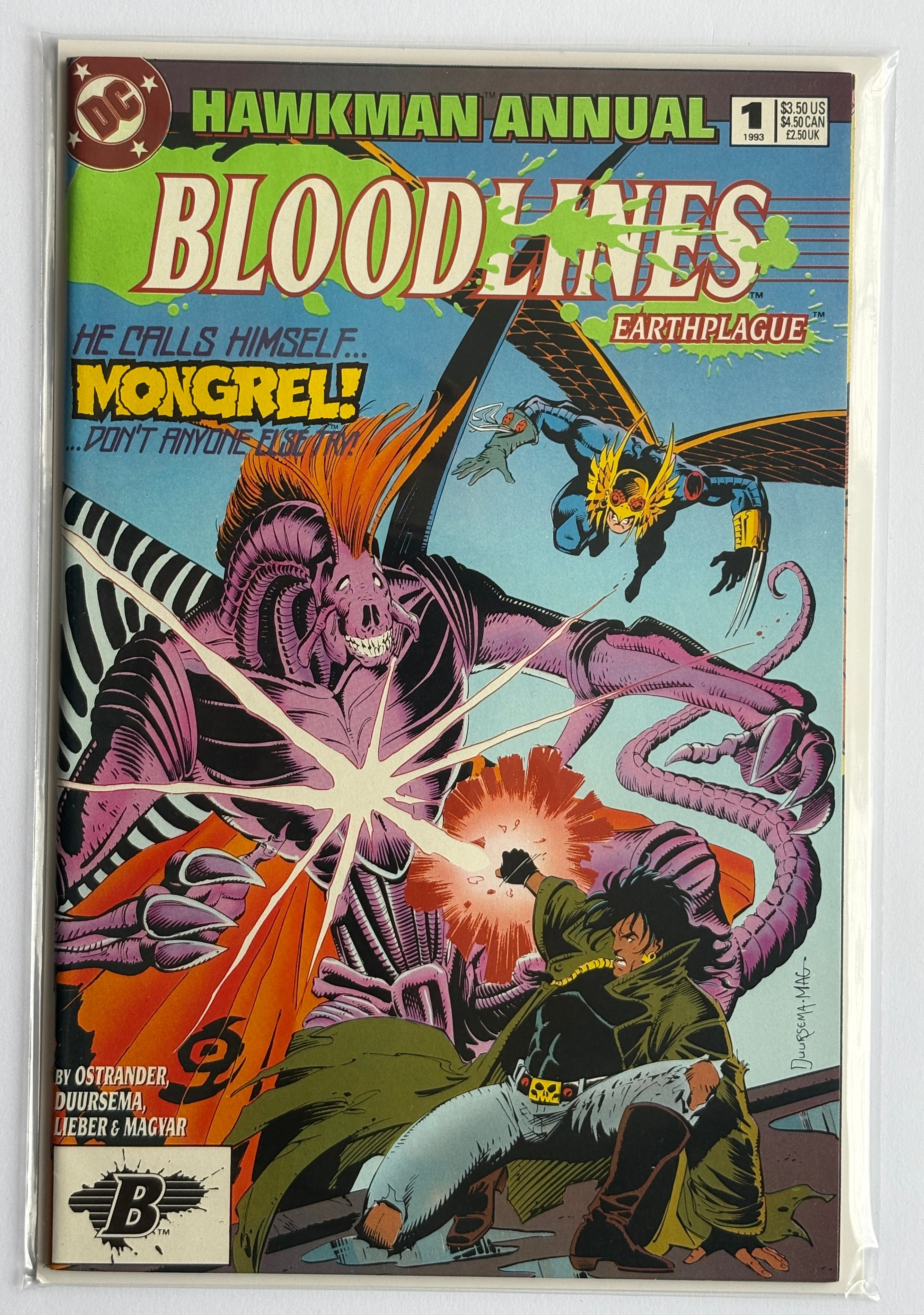 Hawkman Annual #1 - Bloodlines Earthplague DC Comics 1993 VF- 7.5