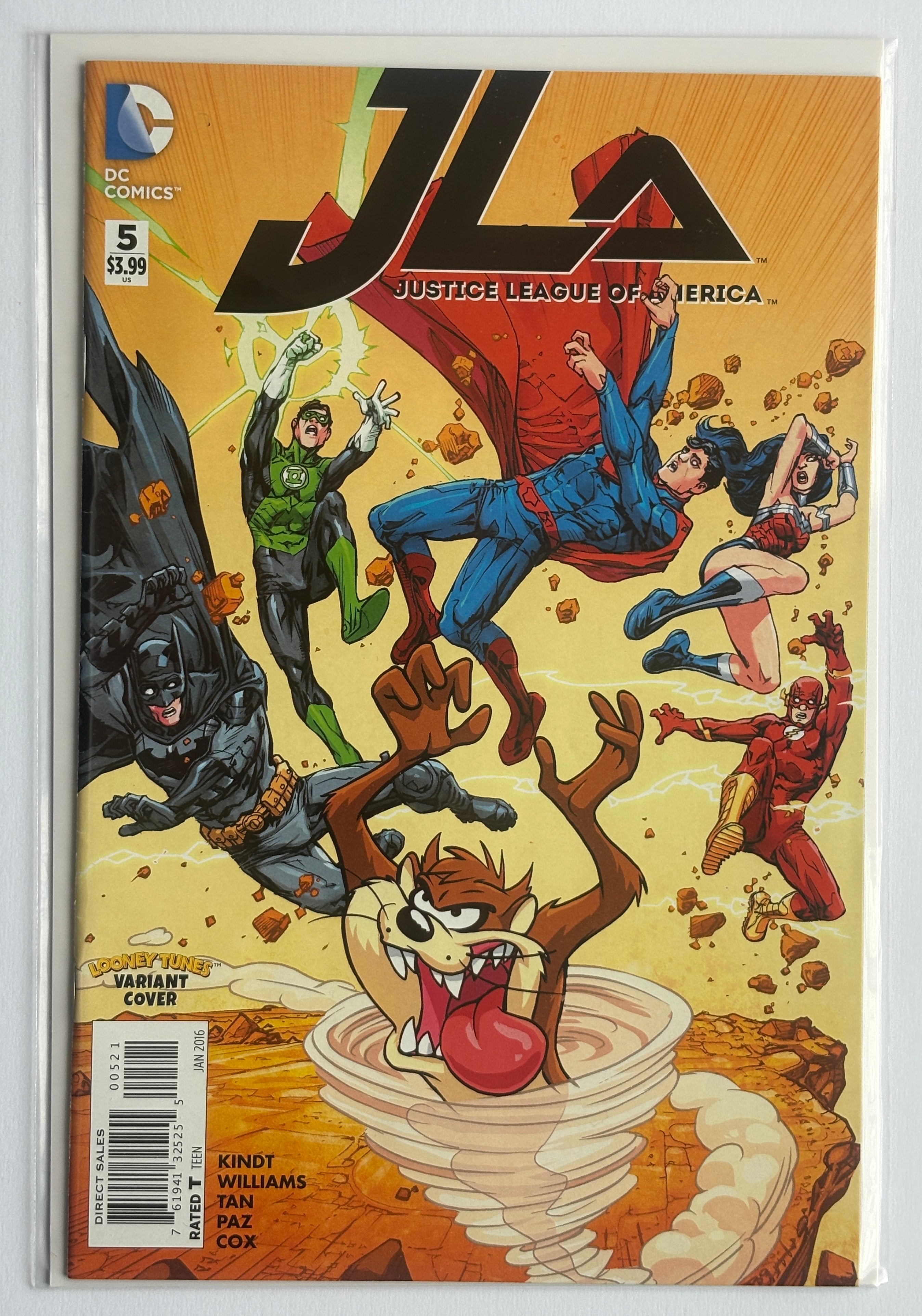 JLA #5 - Justice League of America - 1st Print Looney Tunes Variant DC Comics January 2016 VF 8.0