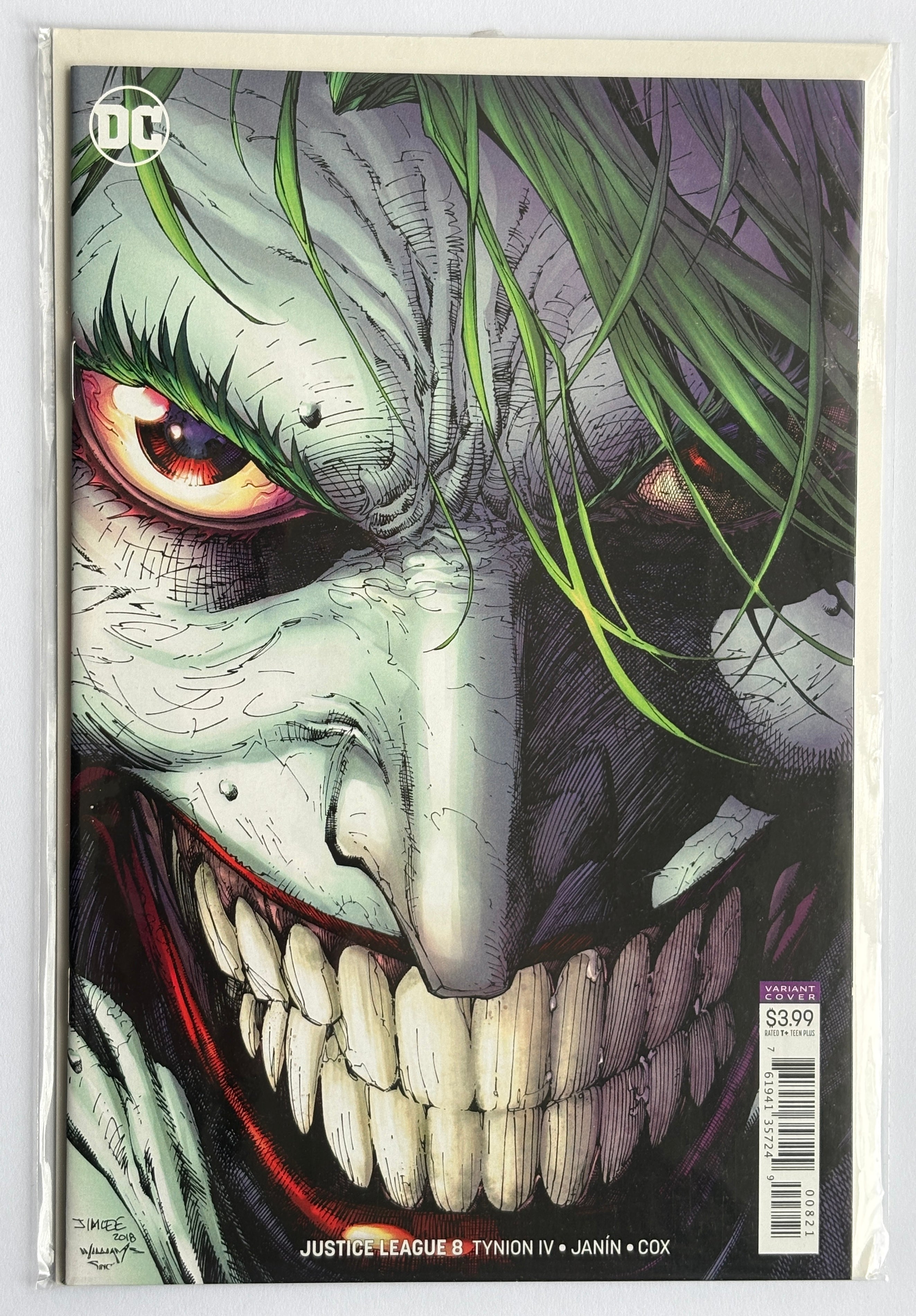 Justice League #8 - Jim Lee Joker Variant Cover September 2018 NM- 9.2