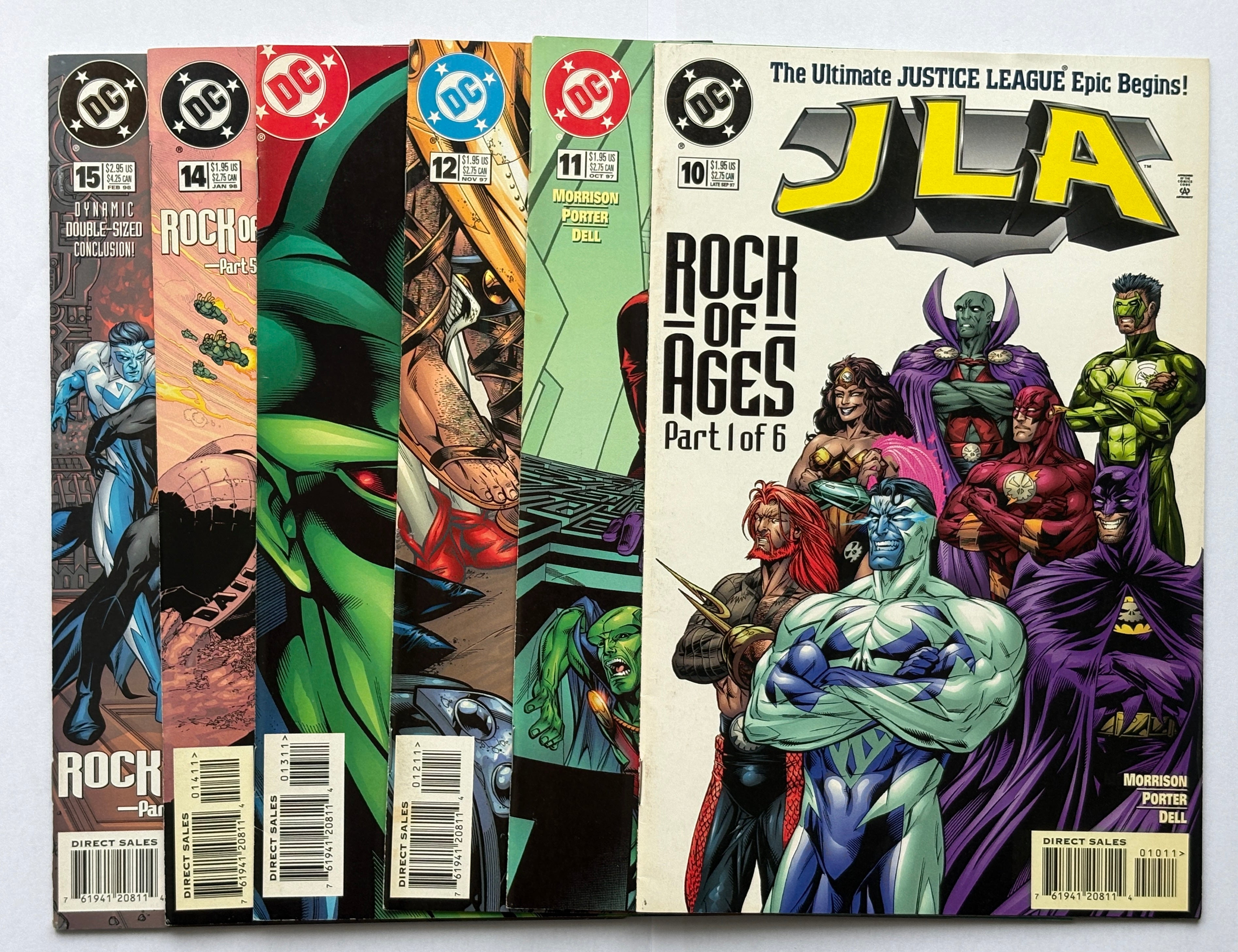 JLA #10 to 15 Complete Set Rock of Ages #1 to 6 DC Comics 1997/8 VF- 7.5