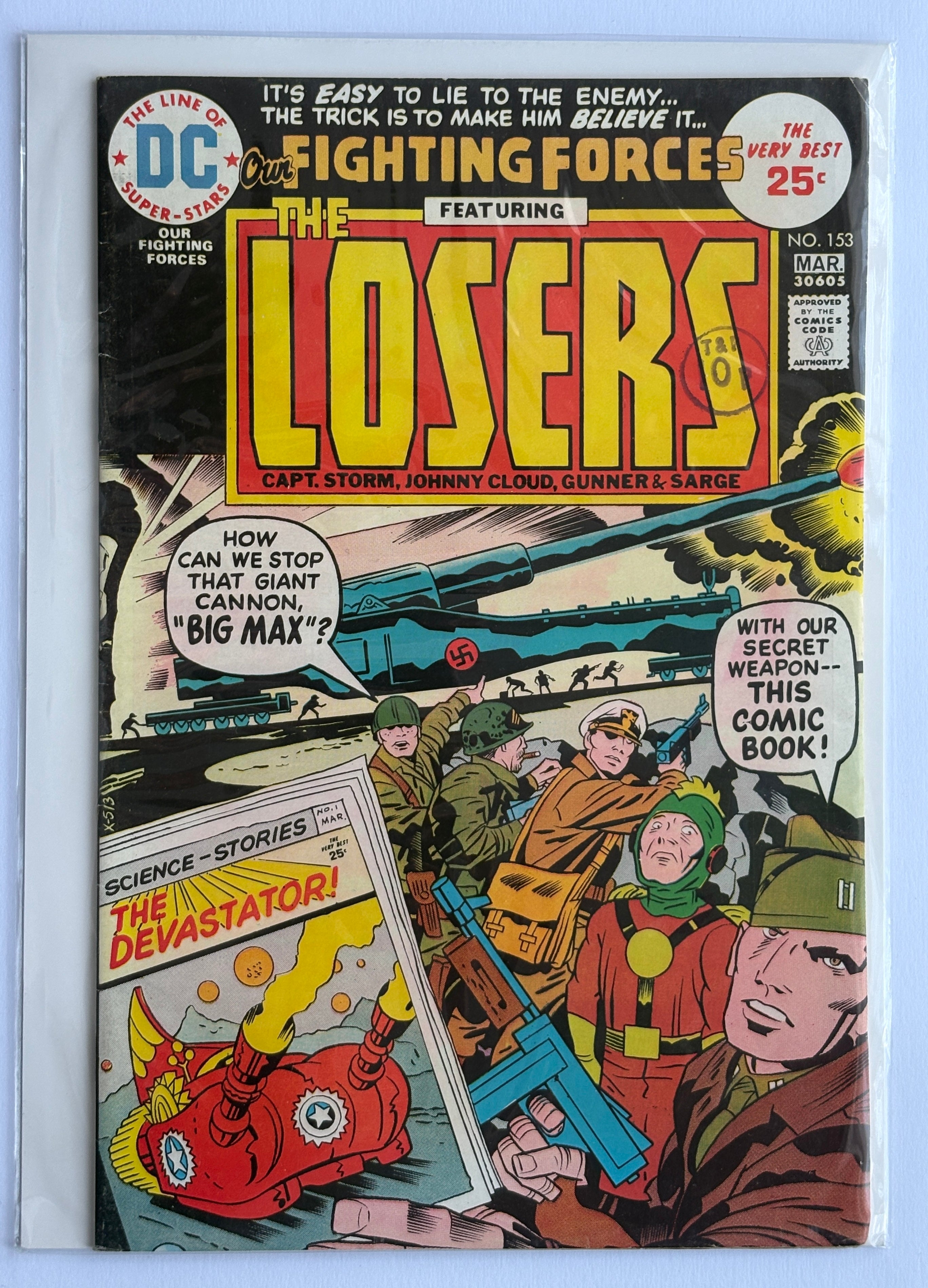 Our Fighting Forces featuring THE LOSERS #153 - DC Comics - March 1975 F/VF 7.0