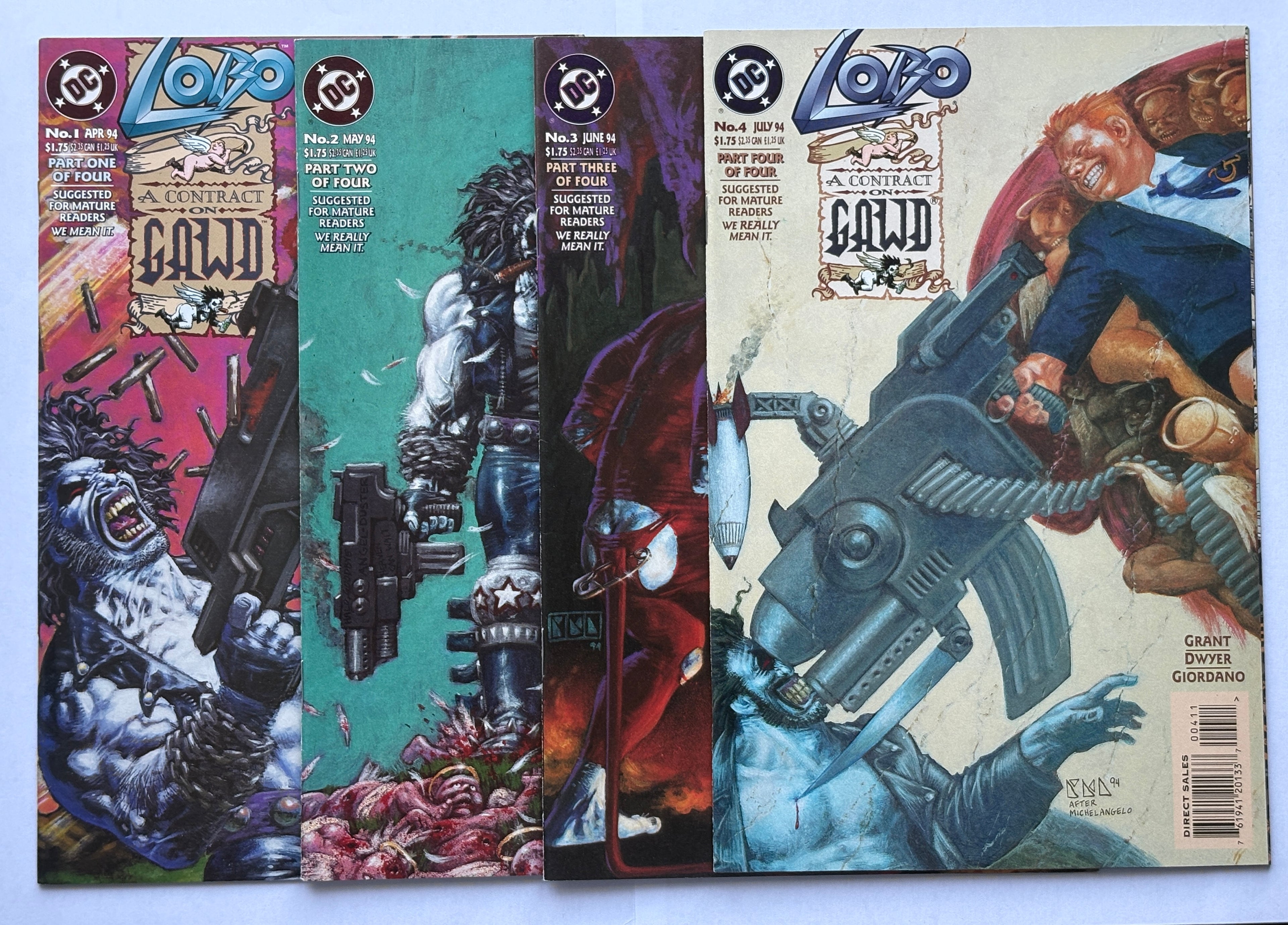 Lobo: A Contract on Gawd #1 to 4 Complete Mini-series DC Comics 1994 VF/NM 9.0