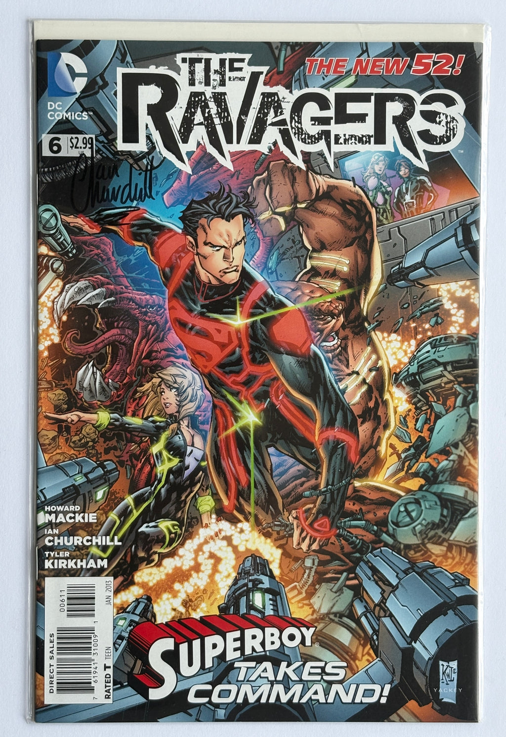 The Ravagers #0 to 6 (7 comic Lot) all Signed by Ian Churchill Artist - 2012