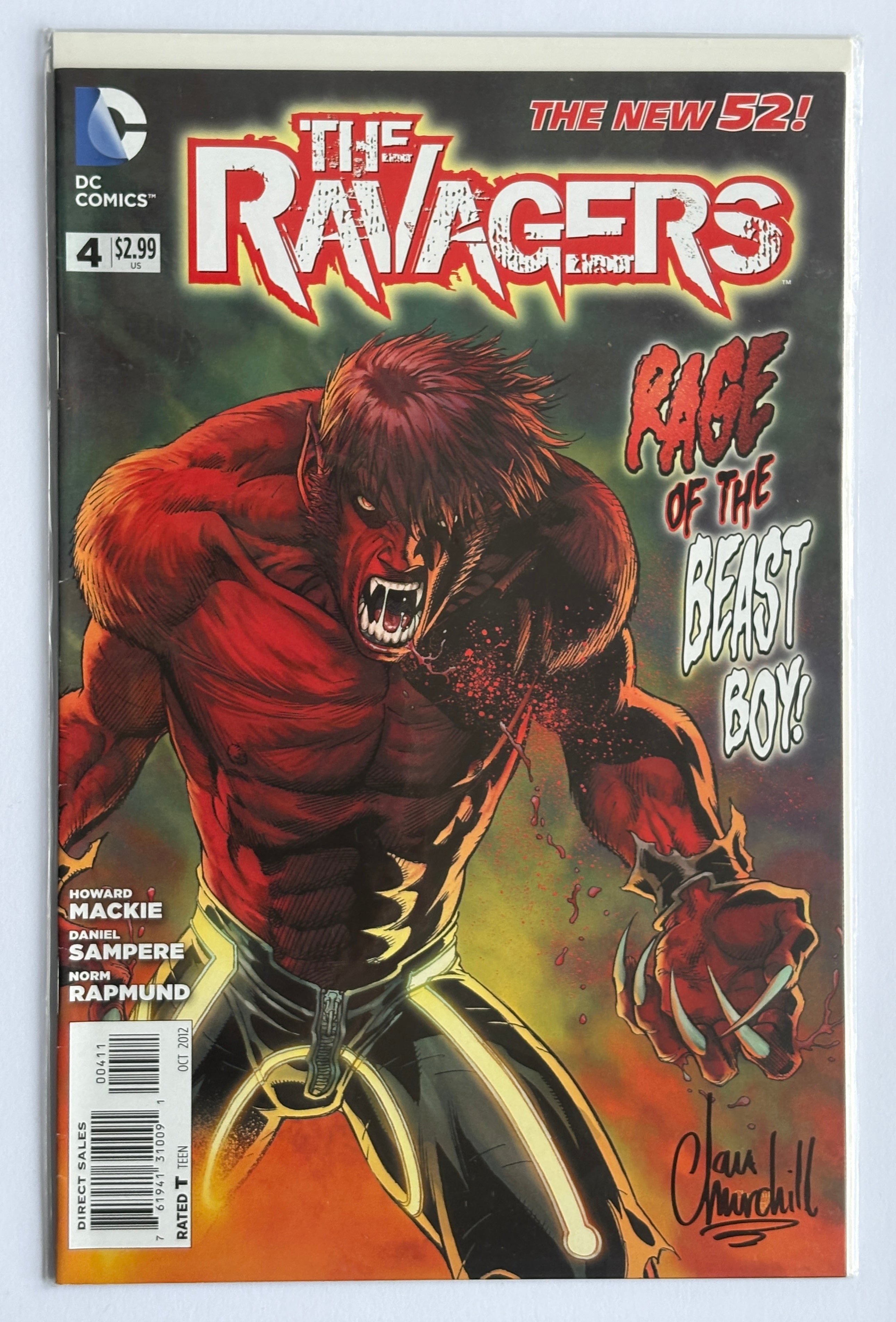 The Ravagers #0 to 6 (7 comic Lot) all Signed by Ian Churchill Artist - 2012