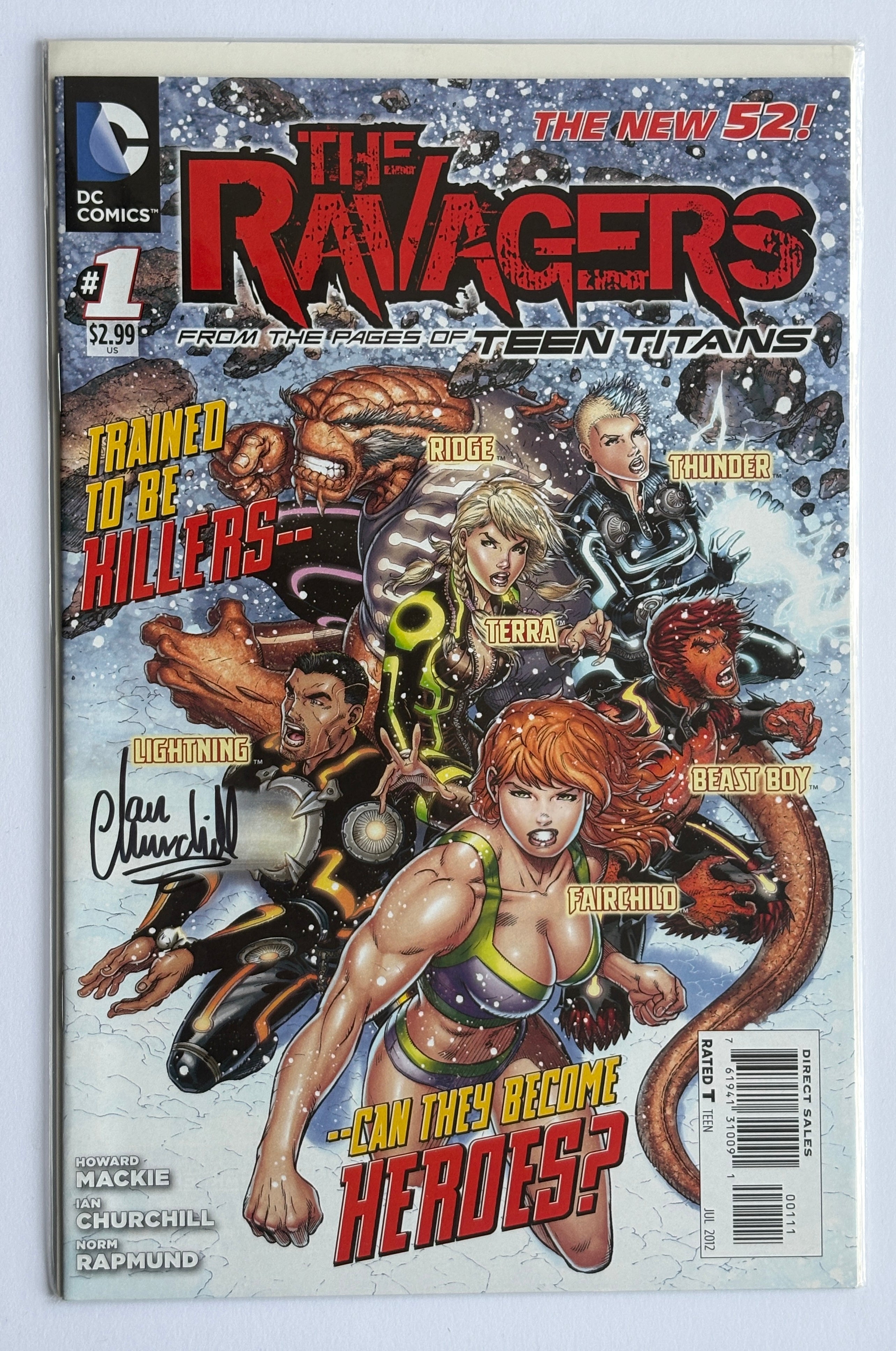 The Ravagers #0 to 6 (7 comic Lot) all Signed by Ian Churchill Artist - 2012