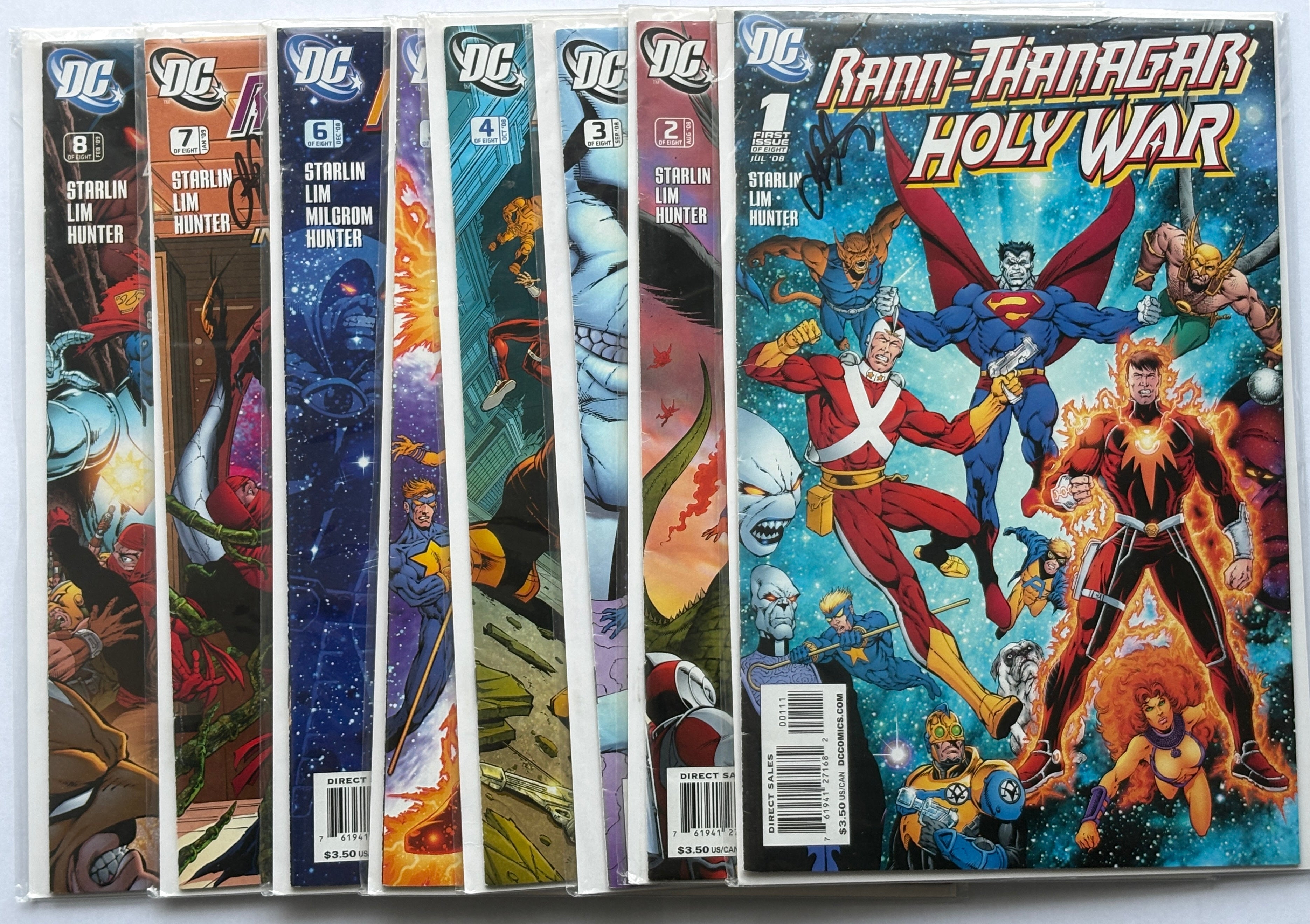 Rann-Thanagar Holy War #1 to 8 Set all Signed by Jim Starlin 2008/9 F/VF 7.0