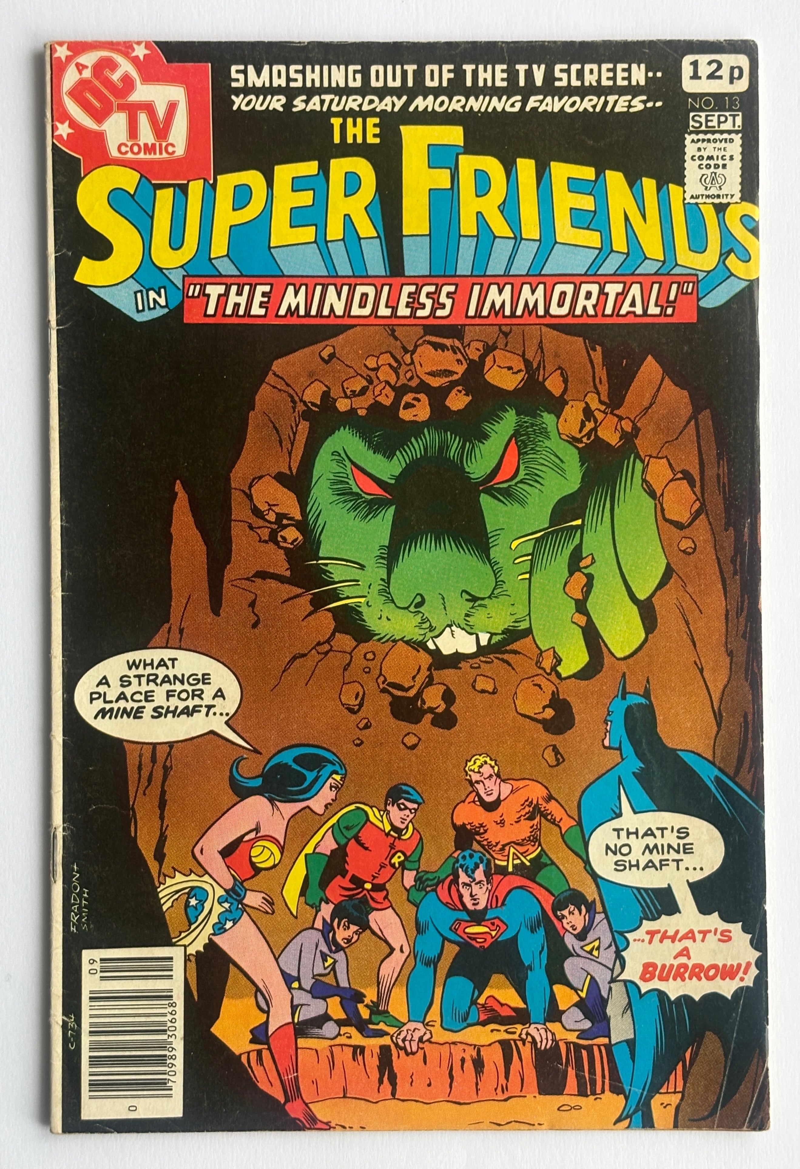 The Super Friends #13 - The Mindless Immortal - UK Variant September 1978 FN 6.0