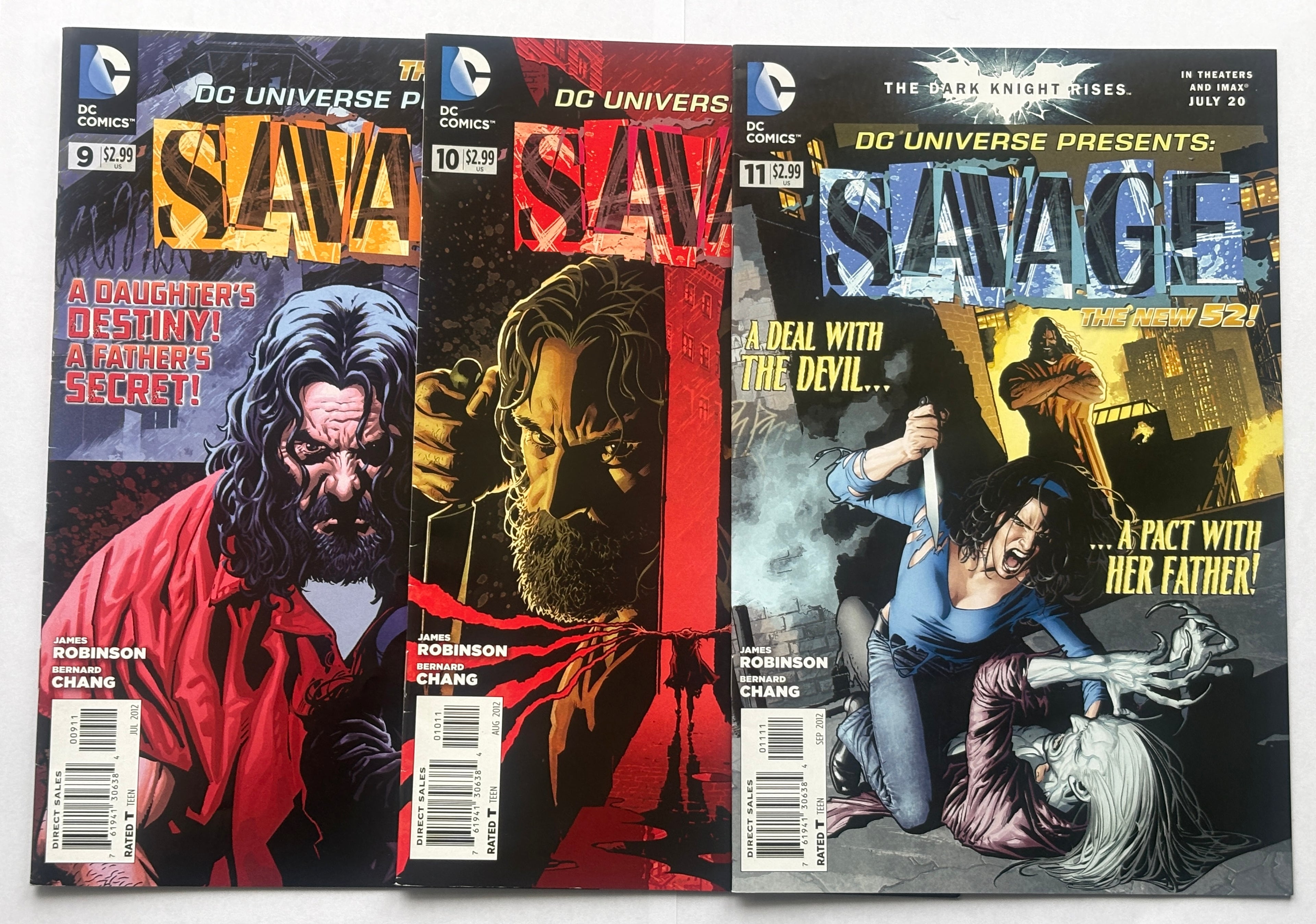 Savage #9, 10 & 11 (3 Comics) The New 52 - 1st Prints DC Comics 2012 F/VF 7.0