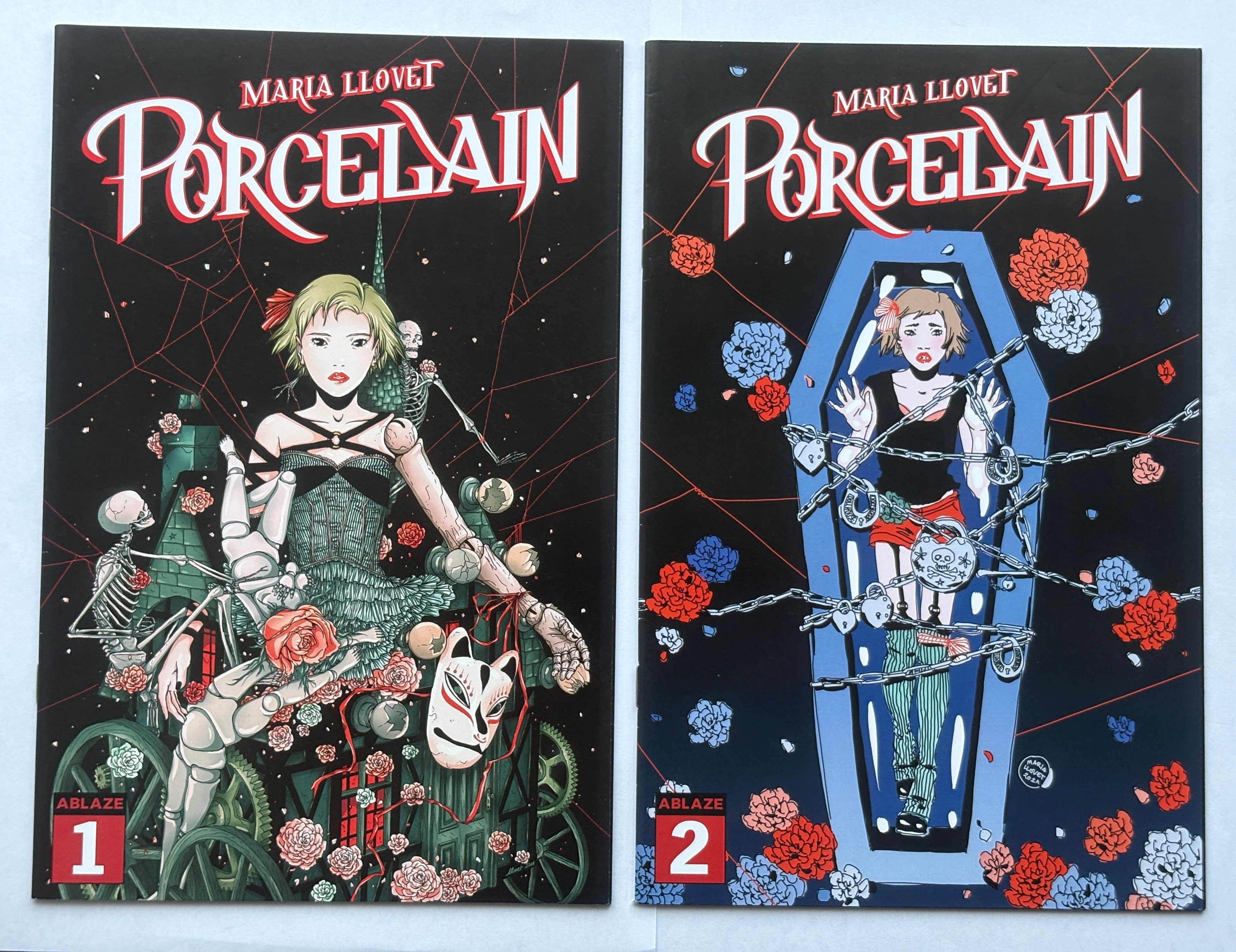 Porcelain #1 & 2 (2 Comics) 1st Prints - Maria Llovett - Ablaze 2012 VF 8.0