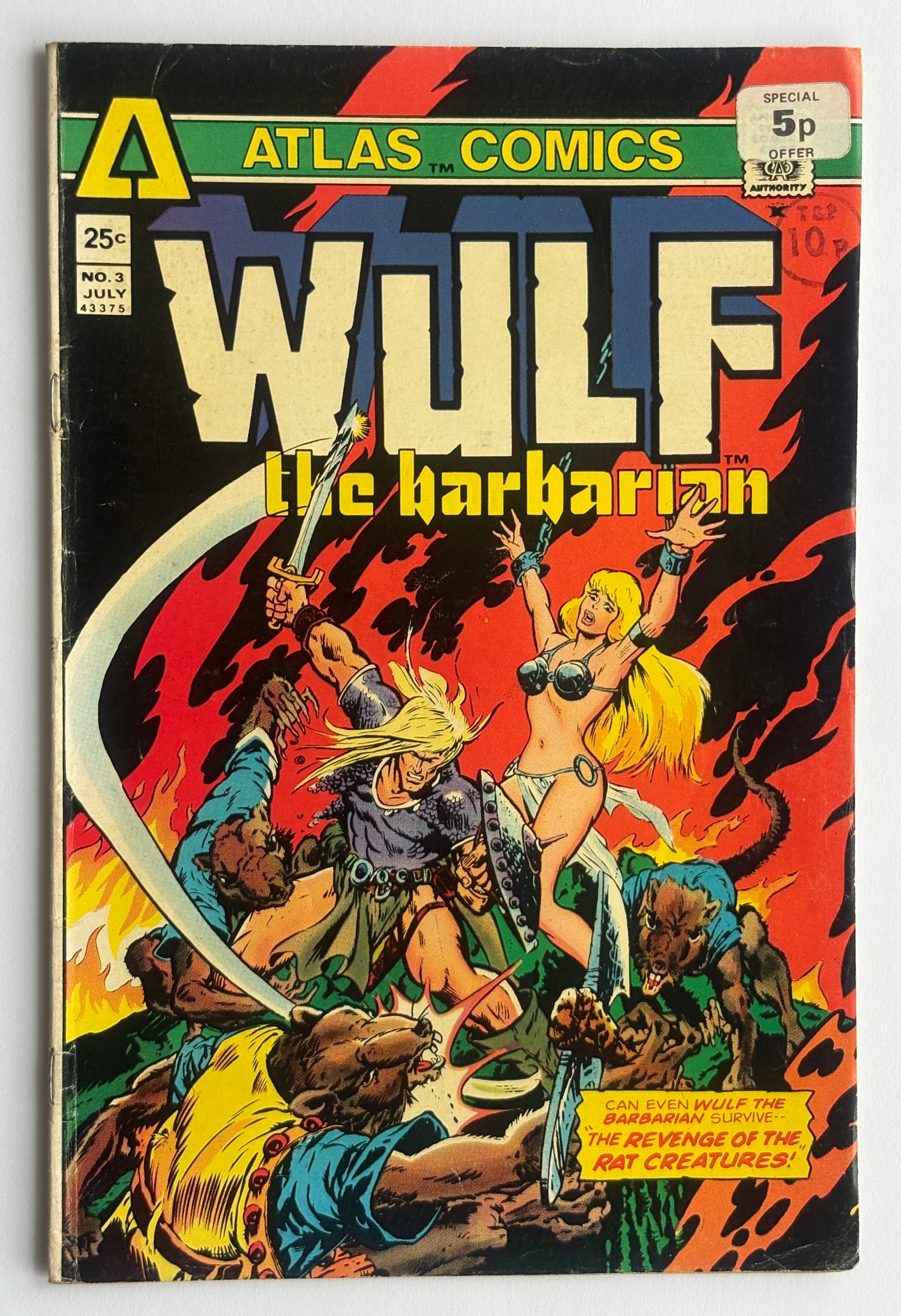 Wulf the Barbarian #1 to 4 Complete Set (4 Comics) Atlas 1975 VG 4.0