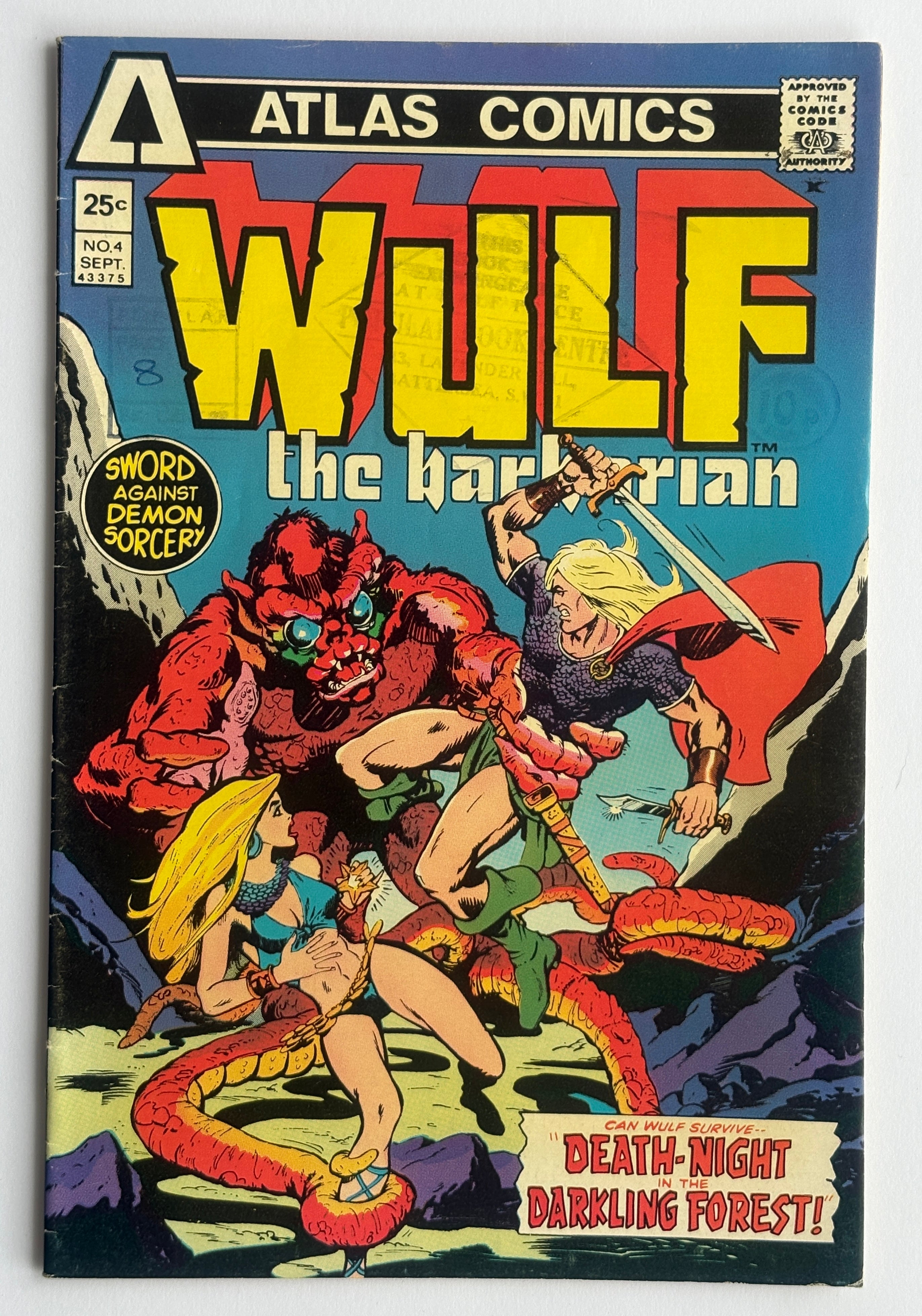 Wulf the Barbarian #1 to 4 Complete Set (4 Comics) Atlas 1975 VG 4.0