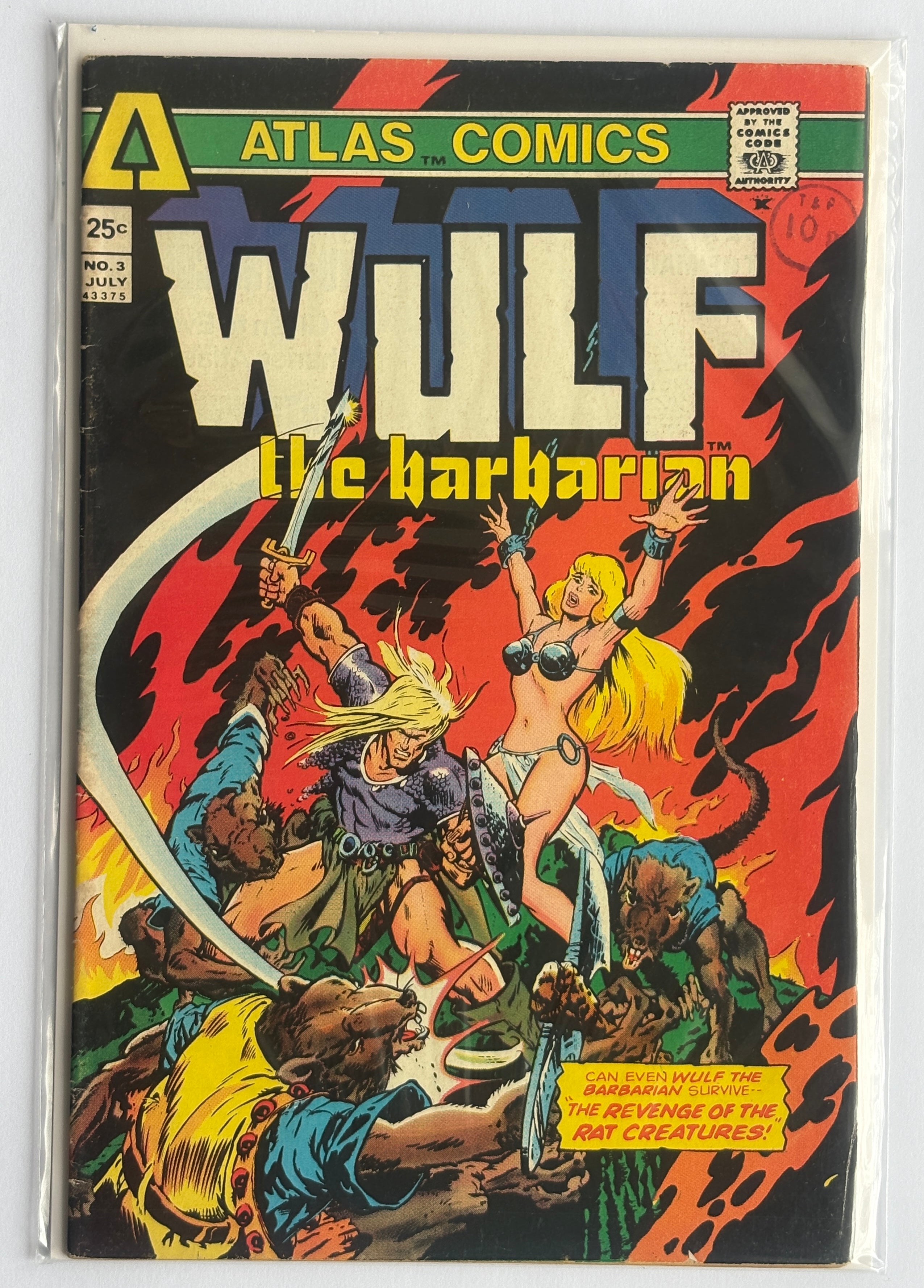 Wulf the Barbarian #3 - Atlas Comics - July 1975 FN 6.0