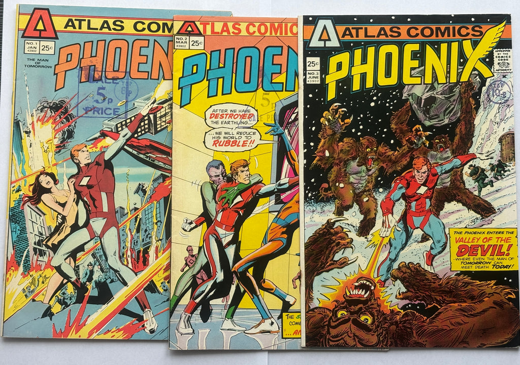 Phoenix #1 to 3 Complete Set (3 Comics) Atlas 1975 F/VF 7.0