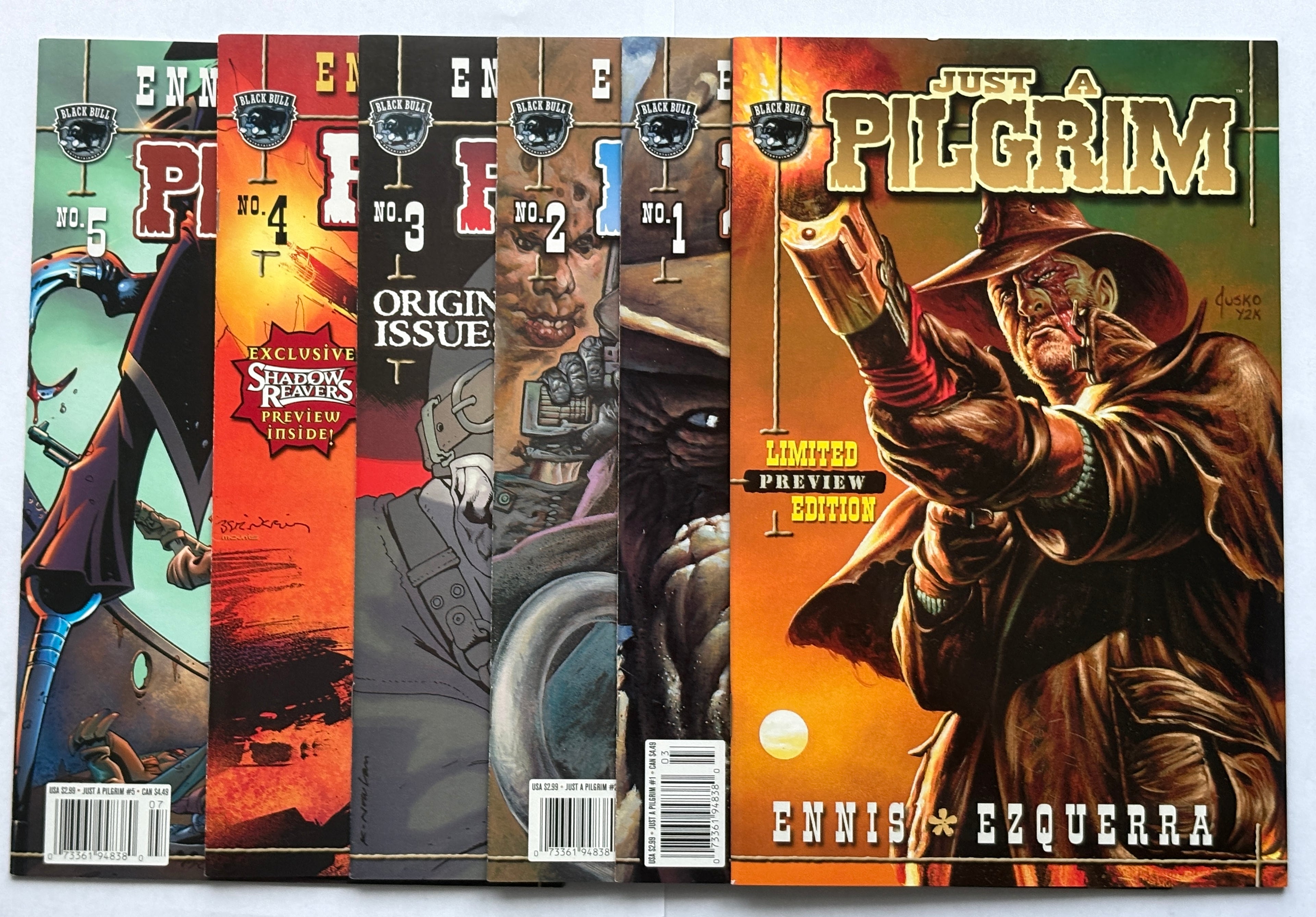 Just a Pilgrim Preview & Full Set #1 to 5 (6 Comics) Black Bull 2000/1 VF/NM 9.0