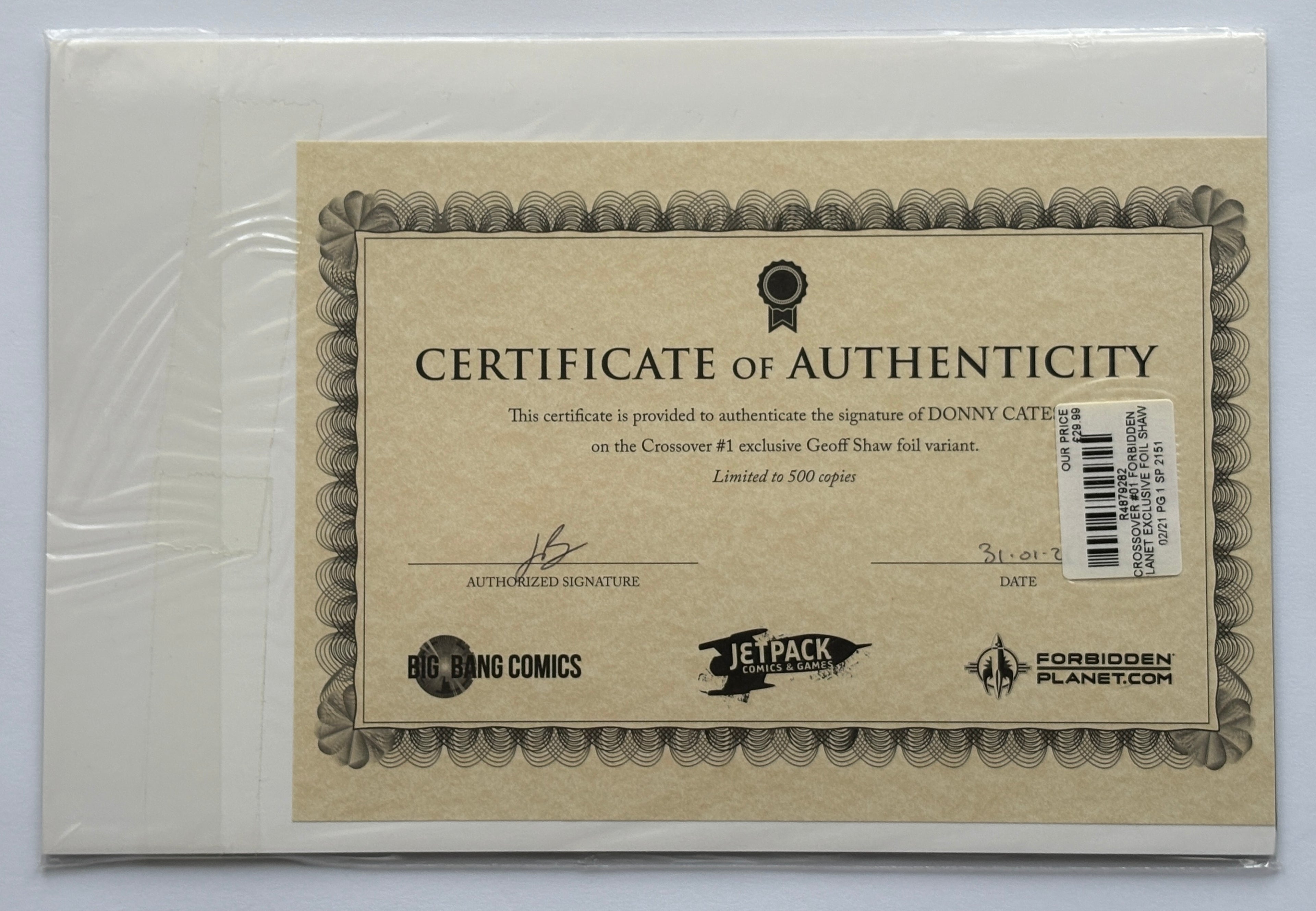 Crossover #1 - Virgin Foil Variant signed by Donny Cates (Limited to 500) with COA