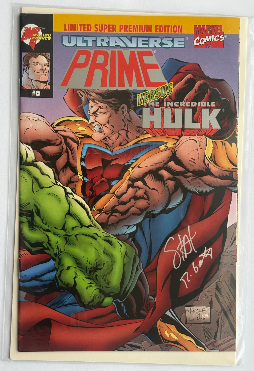Ultraverse Prime versus The Incredible Hulk #0 Signed by John Statema & Rodney Gates VF 8.0