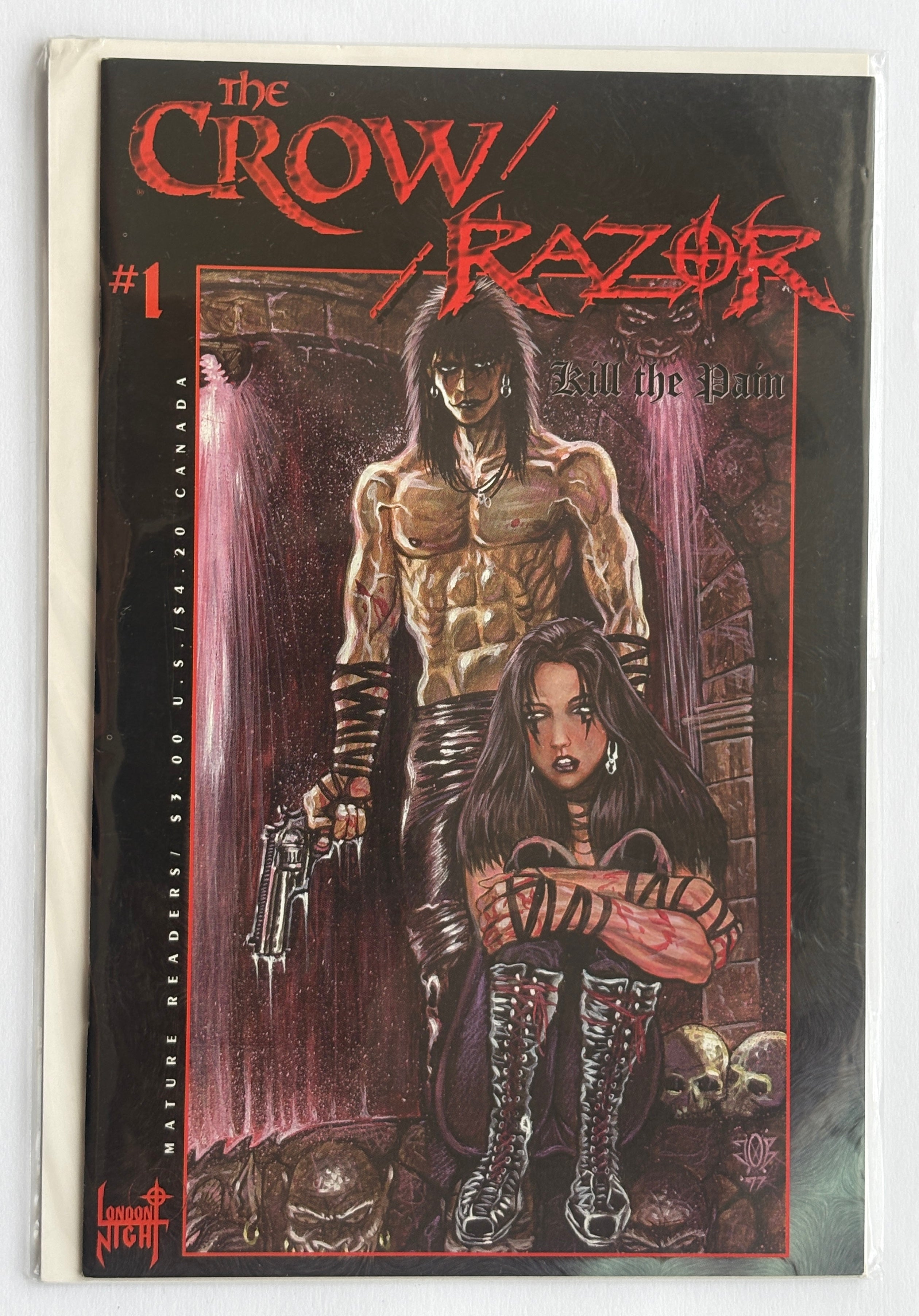 The Crow Razor Kill the Pain #1 - 1st Printing London Night April 1998 VF/NM 9.0