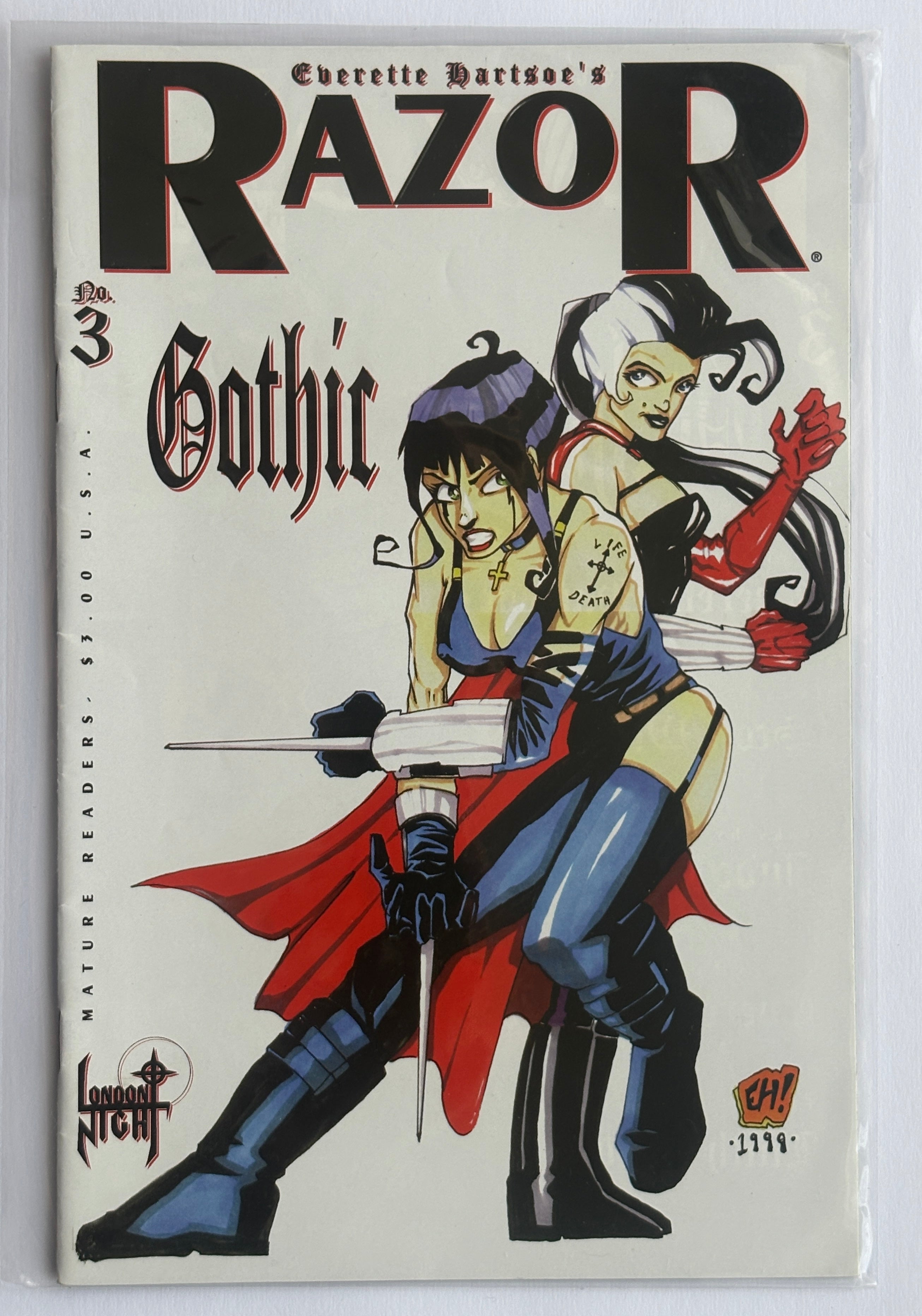 Razor #3 Gothic - 1st Printing - London Night Studios 1998 FN+ 6.5