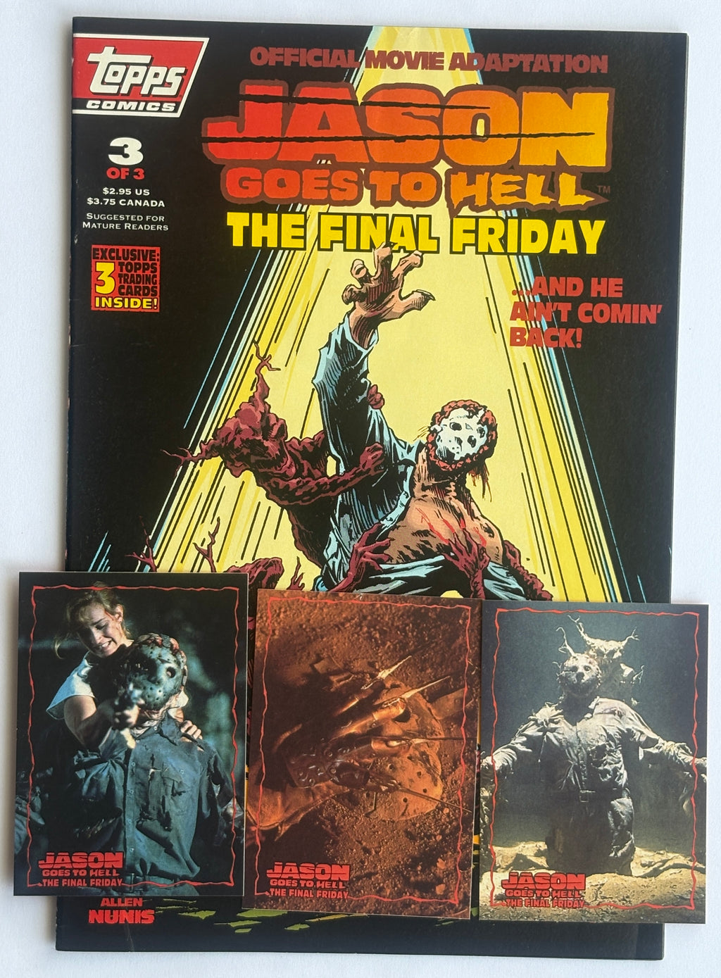 Jason Goes to Hell: The Final Friday #3 (3 of 3) with 3 Topps Cards 1993 VF- 7.5