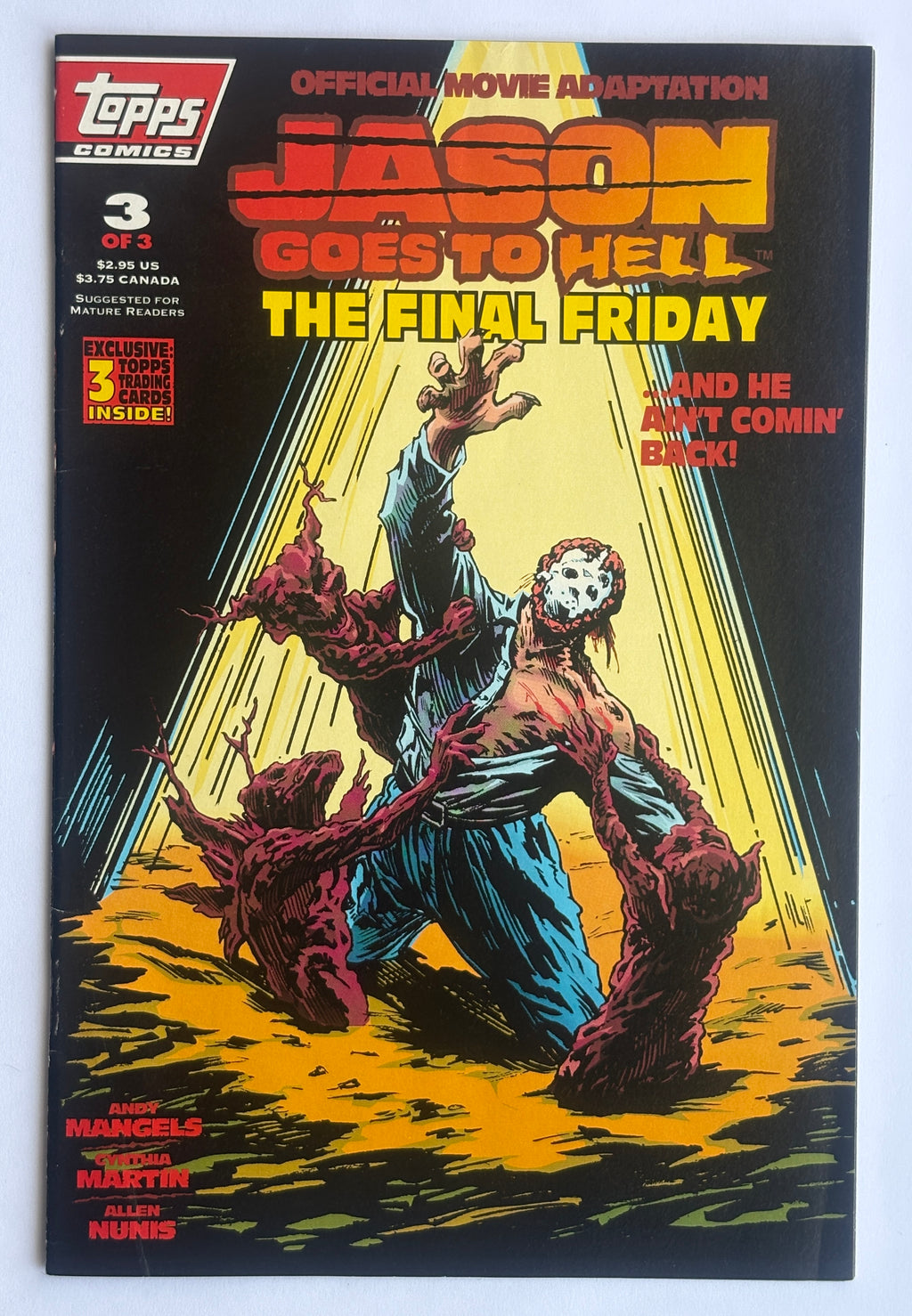 Jason Goes to Hell: The Final Friday #3 (3 of 3) with 3 Topps Cards 1993 VF- 7.5