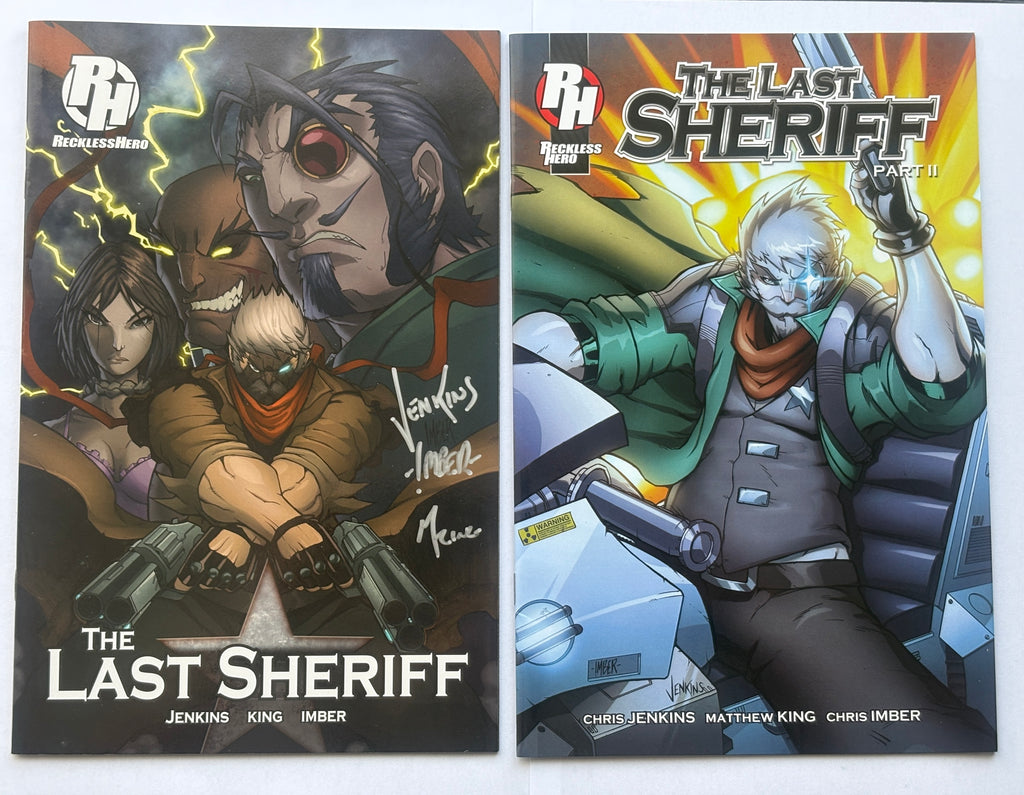 The Last Sheriff #1 & 2 - Issue #1 Triple Signed Reckless Hero 2014 VF+ 8.5